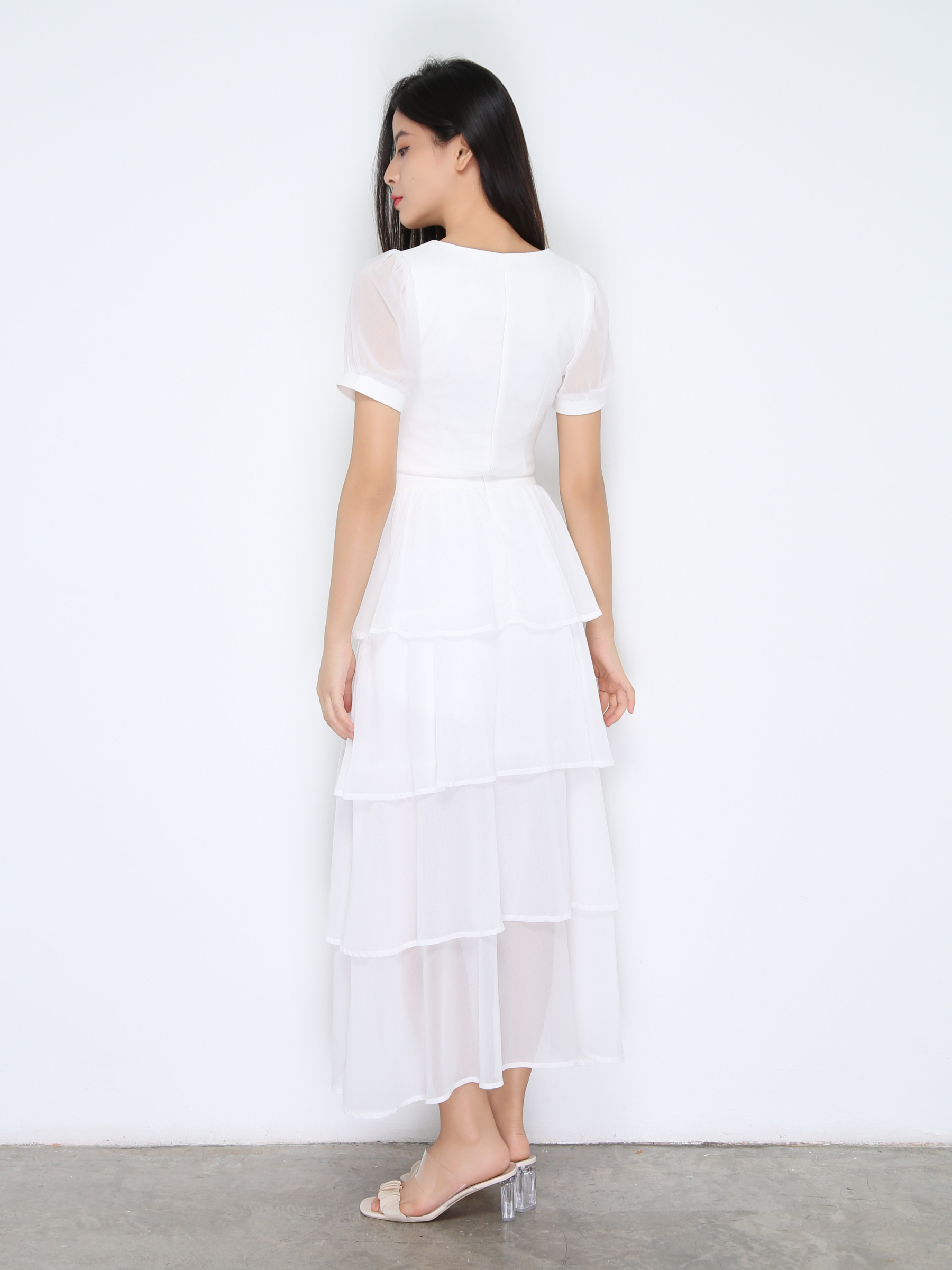 Short Sleeve Top With Chiffon Skirt Set 38255