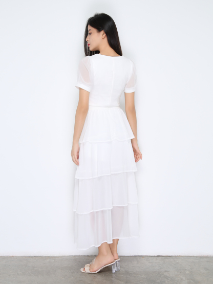 Short Sleeve Top With Chiffon Skirt Set 38255