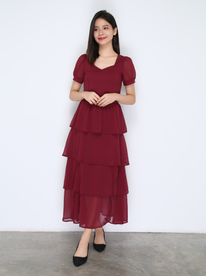 Short Sleeve Top With Chiffon Skirt Set 38255