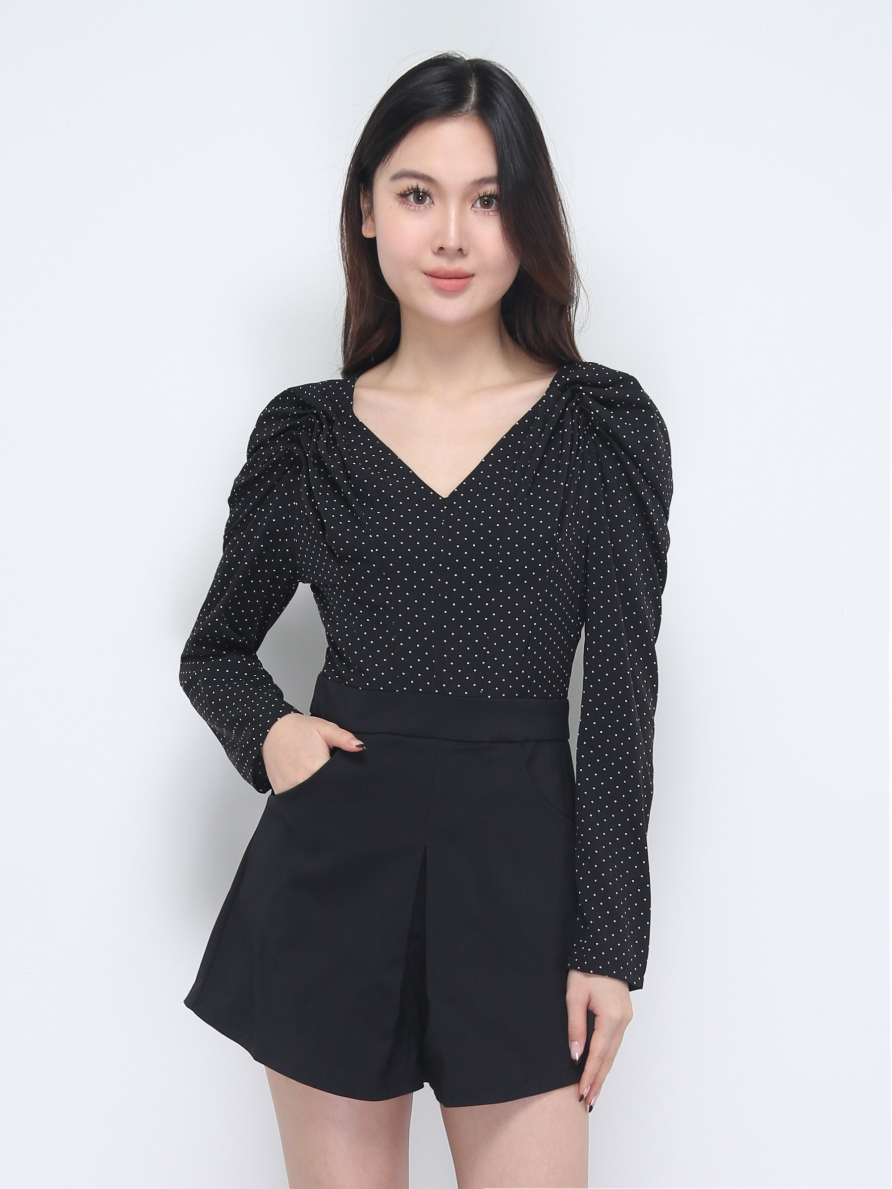 Long Sleeve V Neck Back Zip Jumpsuit 38423