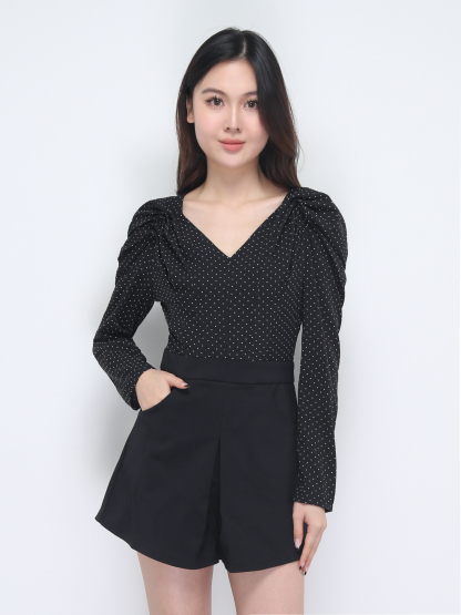 Long Sleeve V Neck Back Zip Jumpsuit 38423