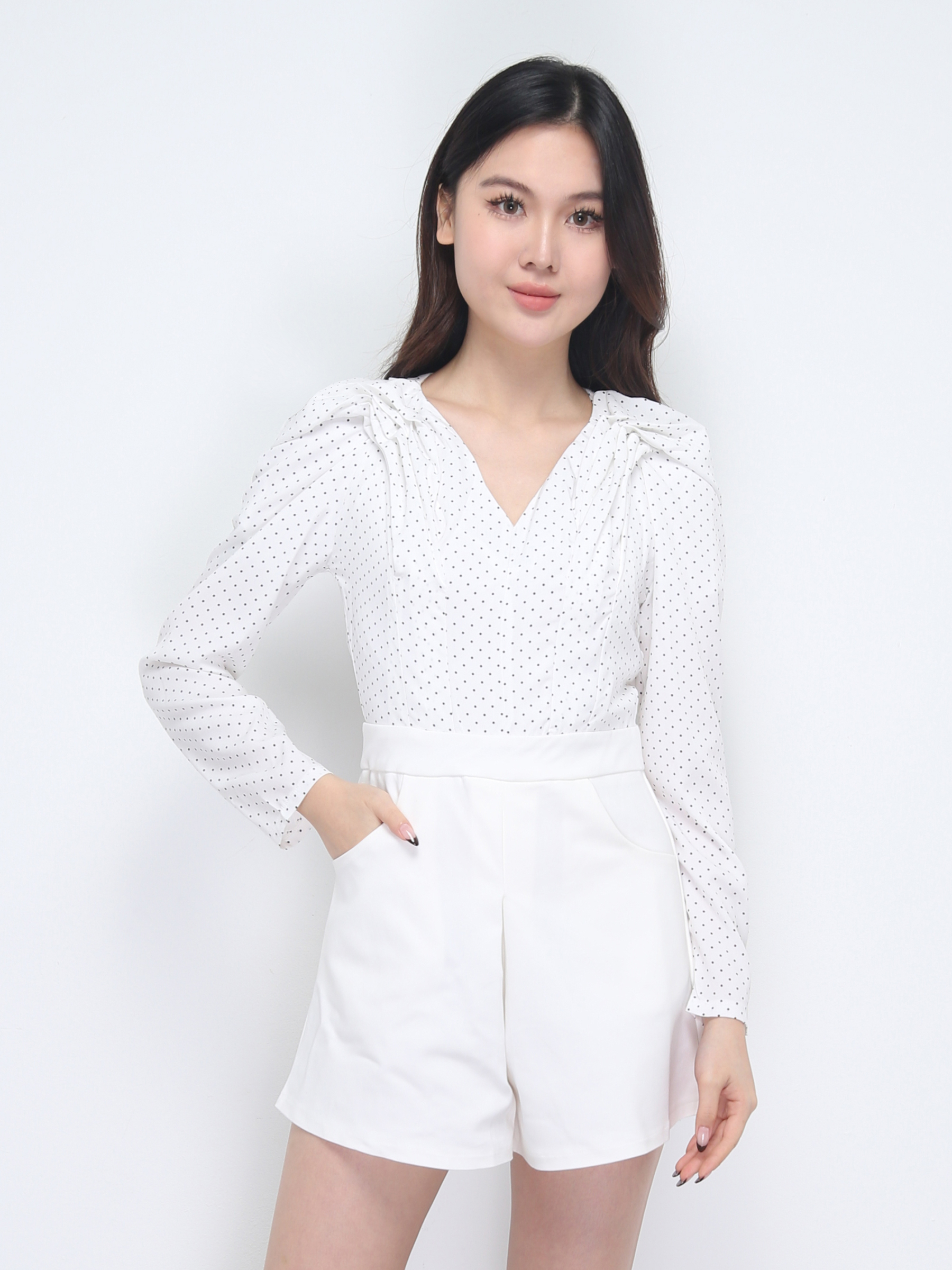 Long Sleeve V Neck Back Zip Jumpsuit 38423