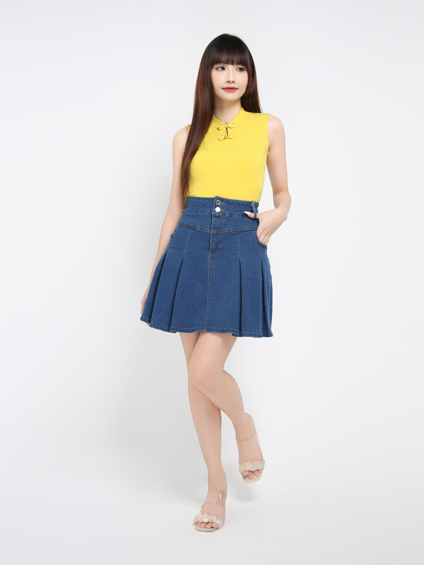 High Waist Denim Skirt Pants 39025