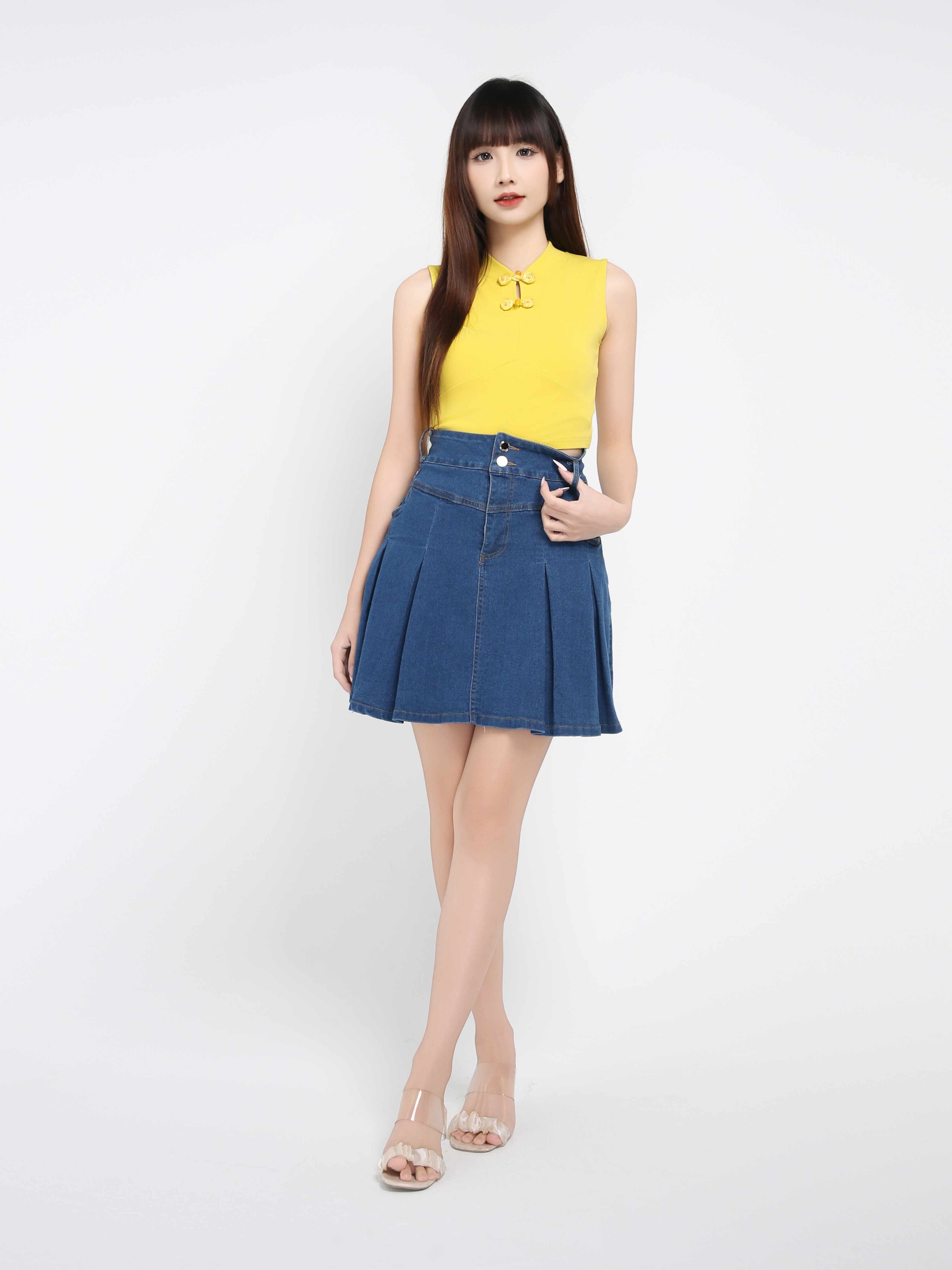 High Waist Denim Skirt Pants 39025