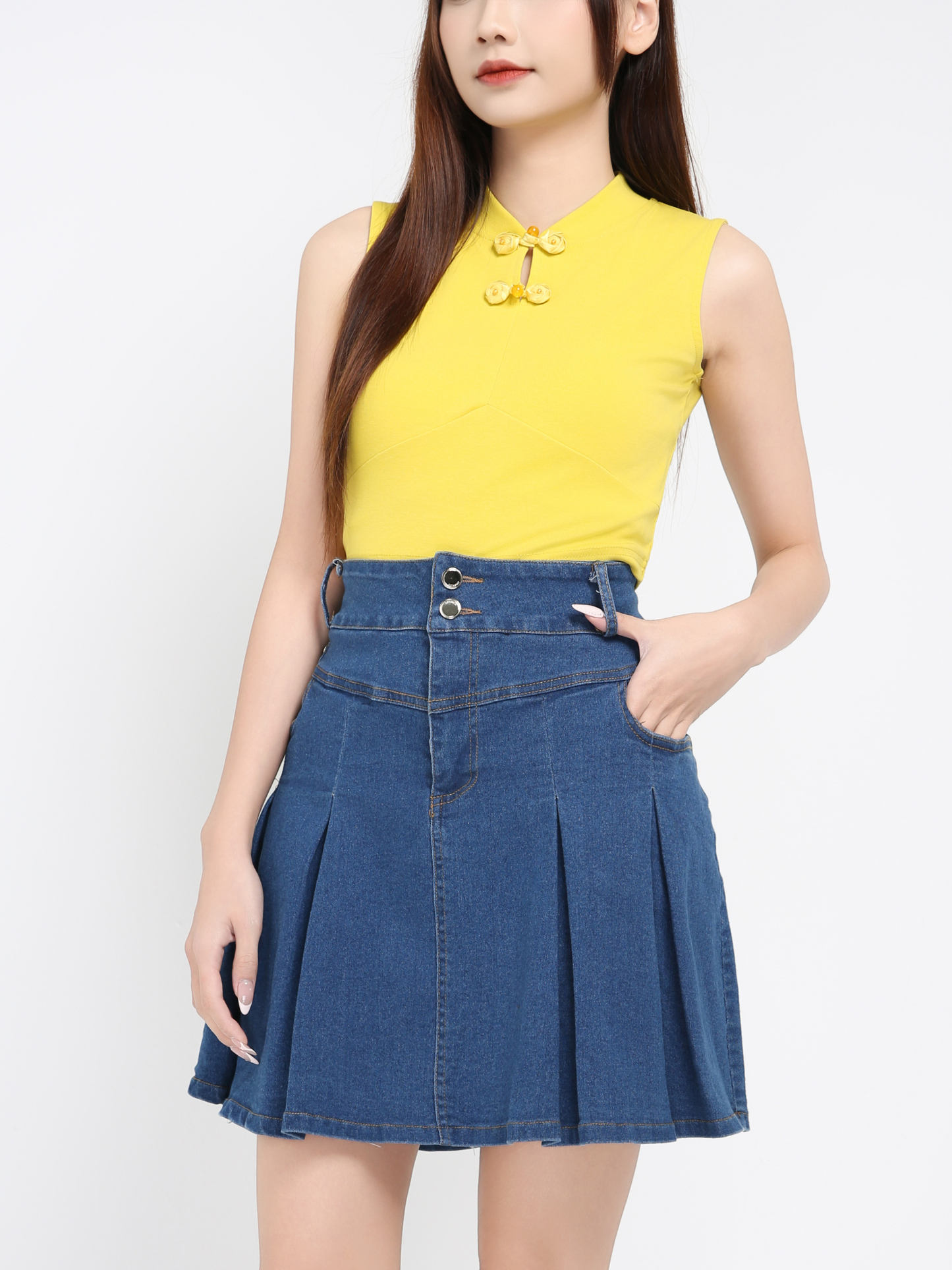 High Waist Denim Skirt Pants 39025