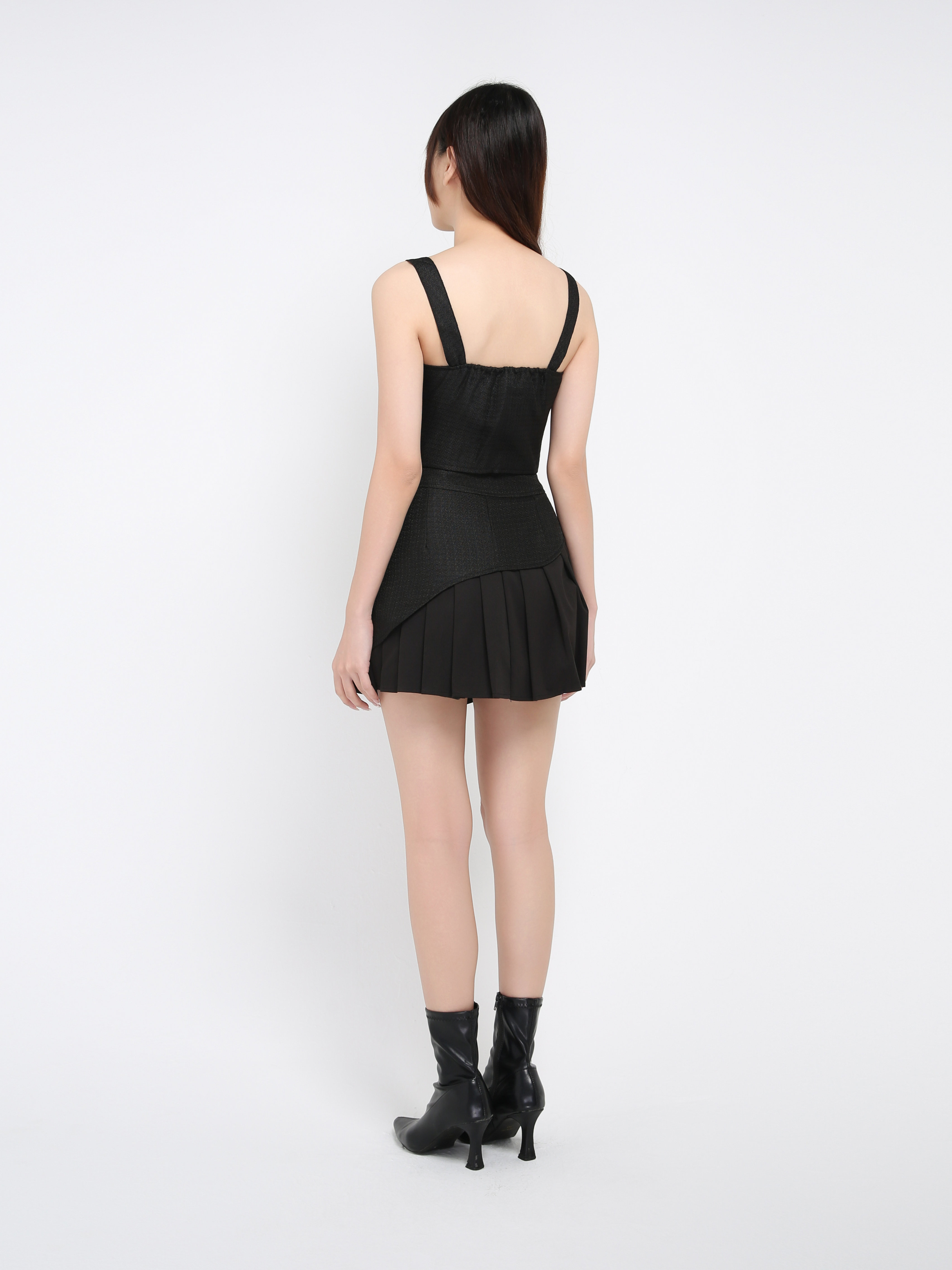 Sleeveless Front Zip Top With Skirt Set 39073