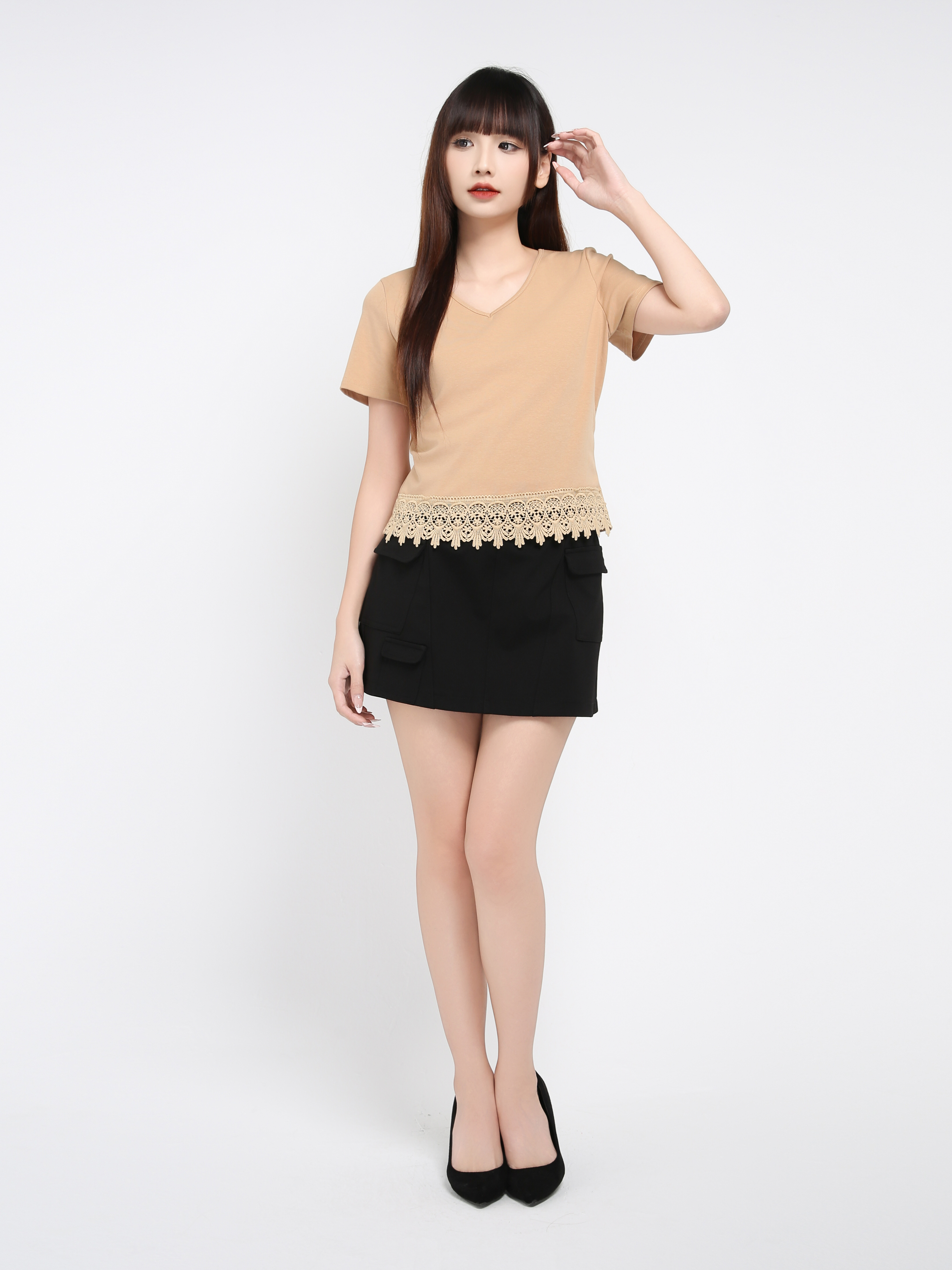 Short Sleeve V Neck Top 39077