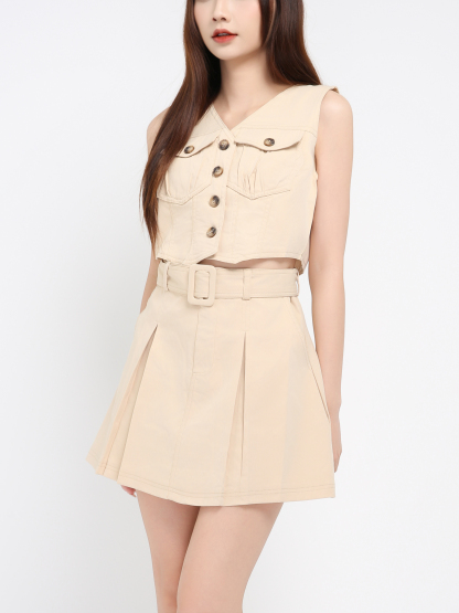 Sleeveless Top With Skirt Pants 39087