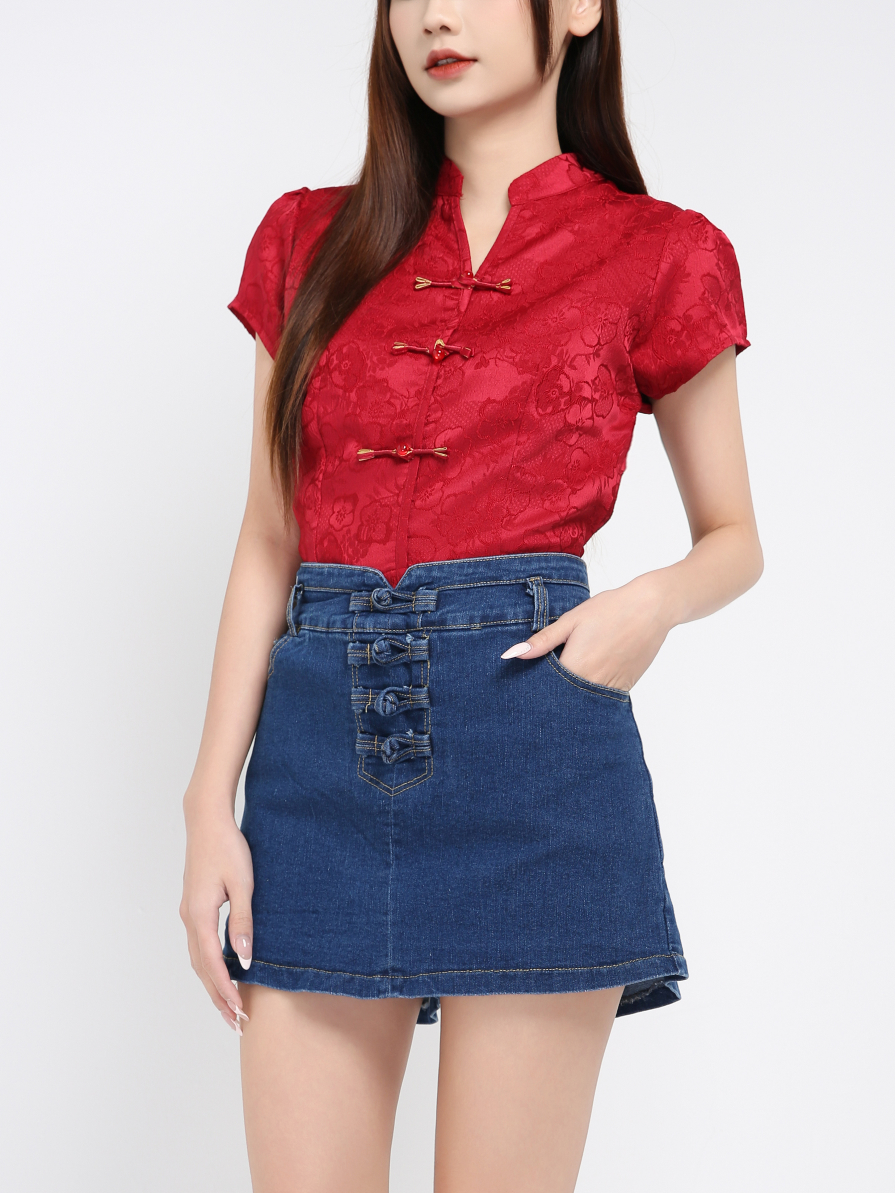 High Waist Denim Skirt Pants 39118