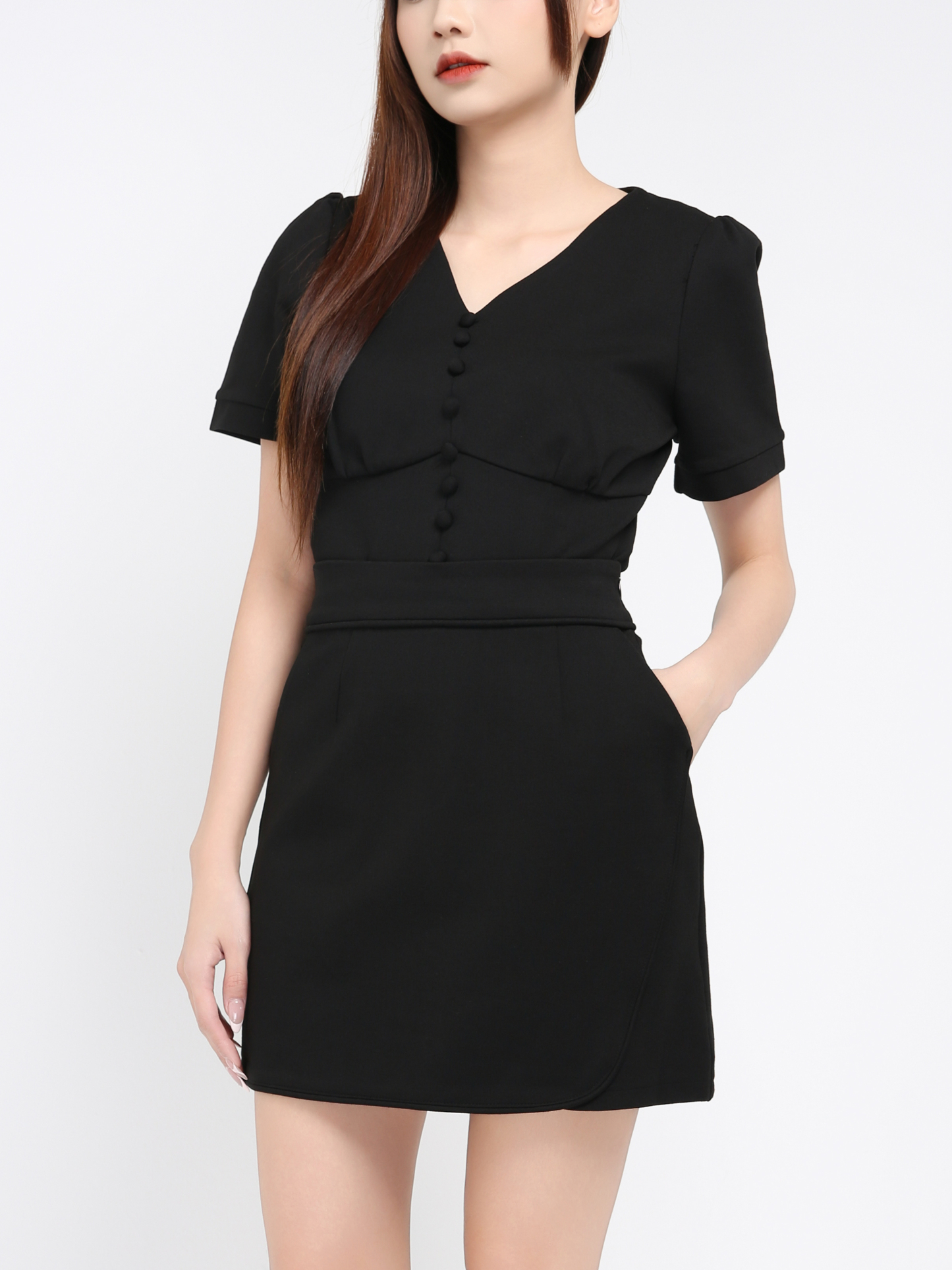 V Neck Top With Skirt Set 39146