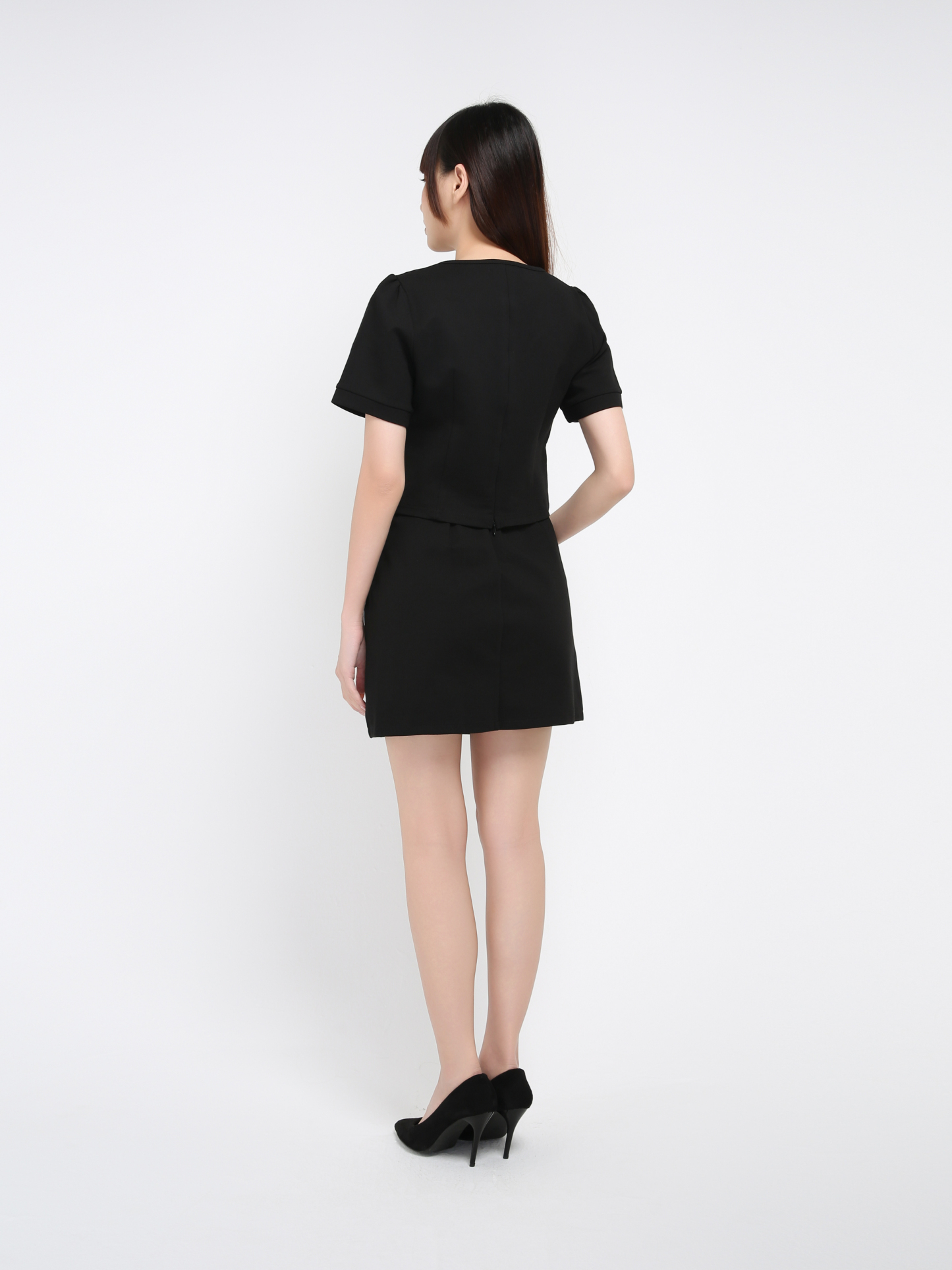 V Neck Top With Skirt Set 39146