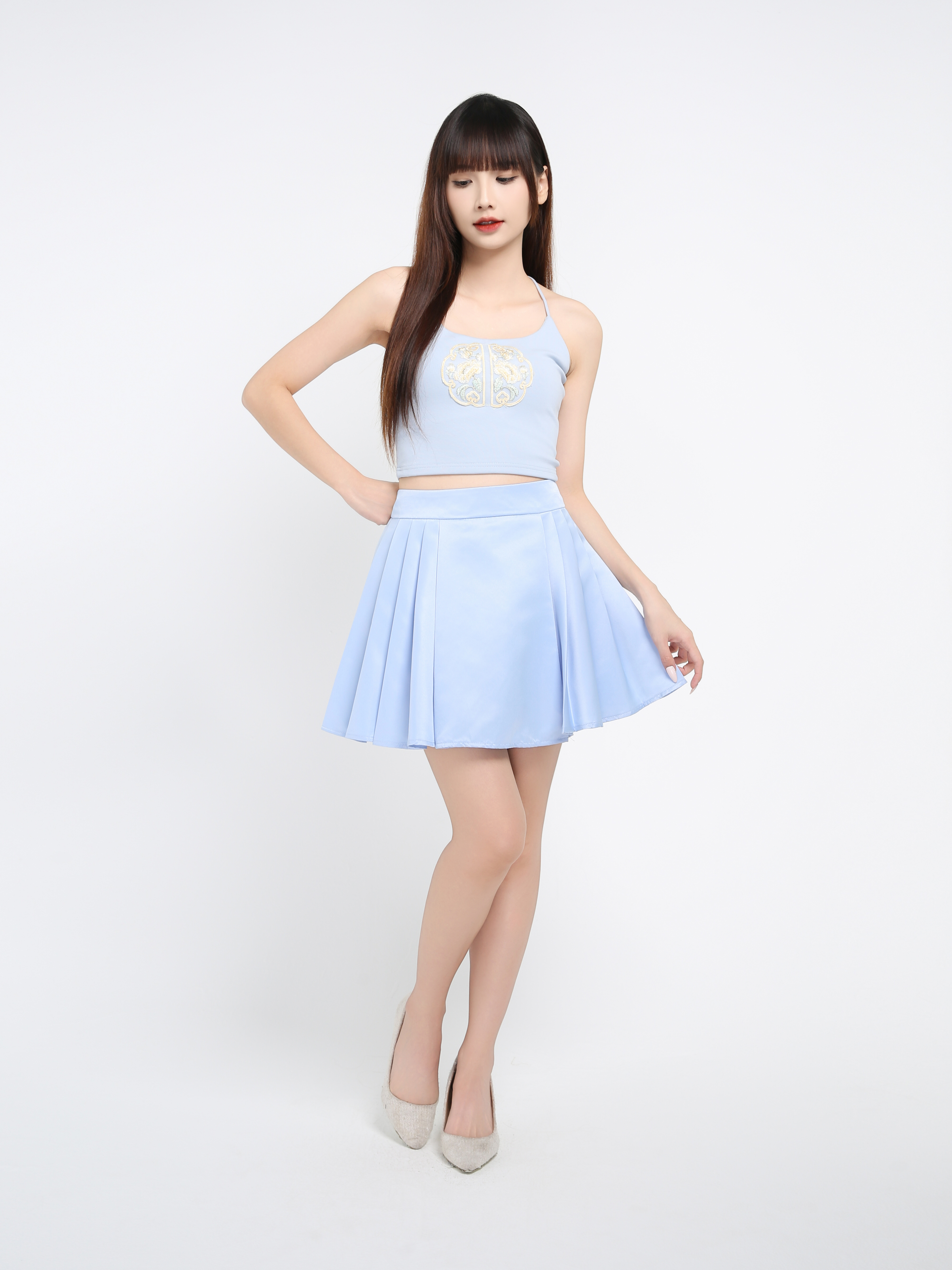 Sleeveless Top With SKirt Set 39216