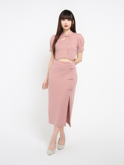 Short Sleeve Top With Long Skirt Set 39218