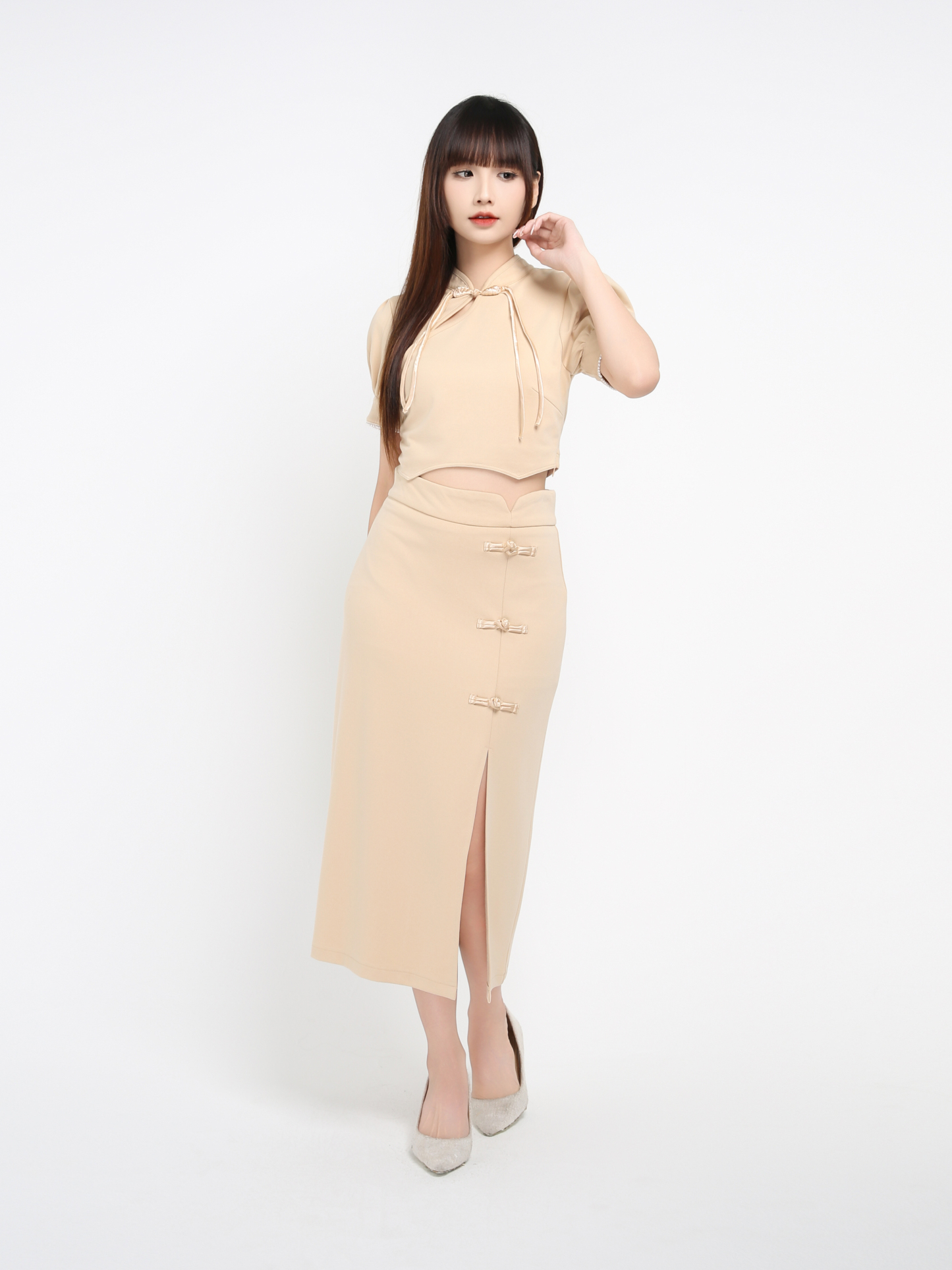Short Sleeve Top With Long Skirt Set 39218