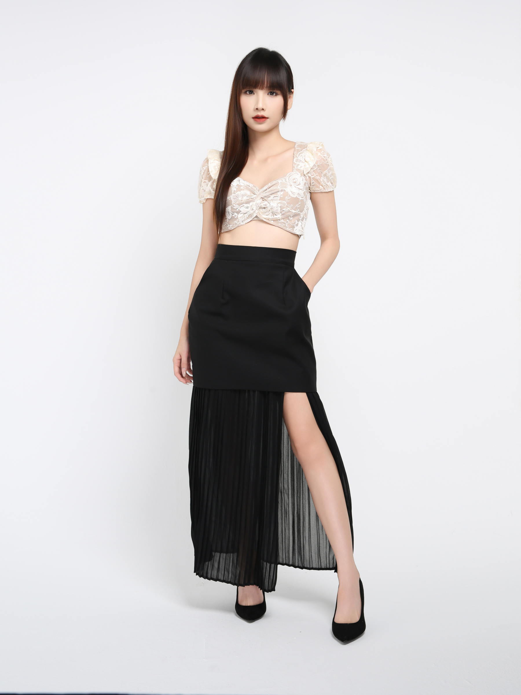 Fake Two Pieces Long Skirt 37660