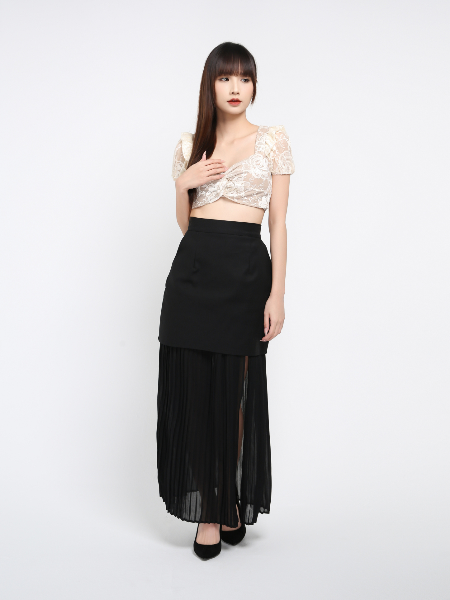 Fake Two Pieces Long Skirt 37660