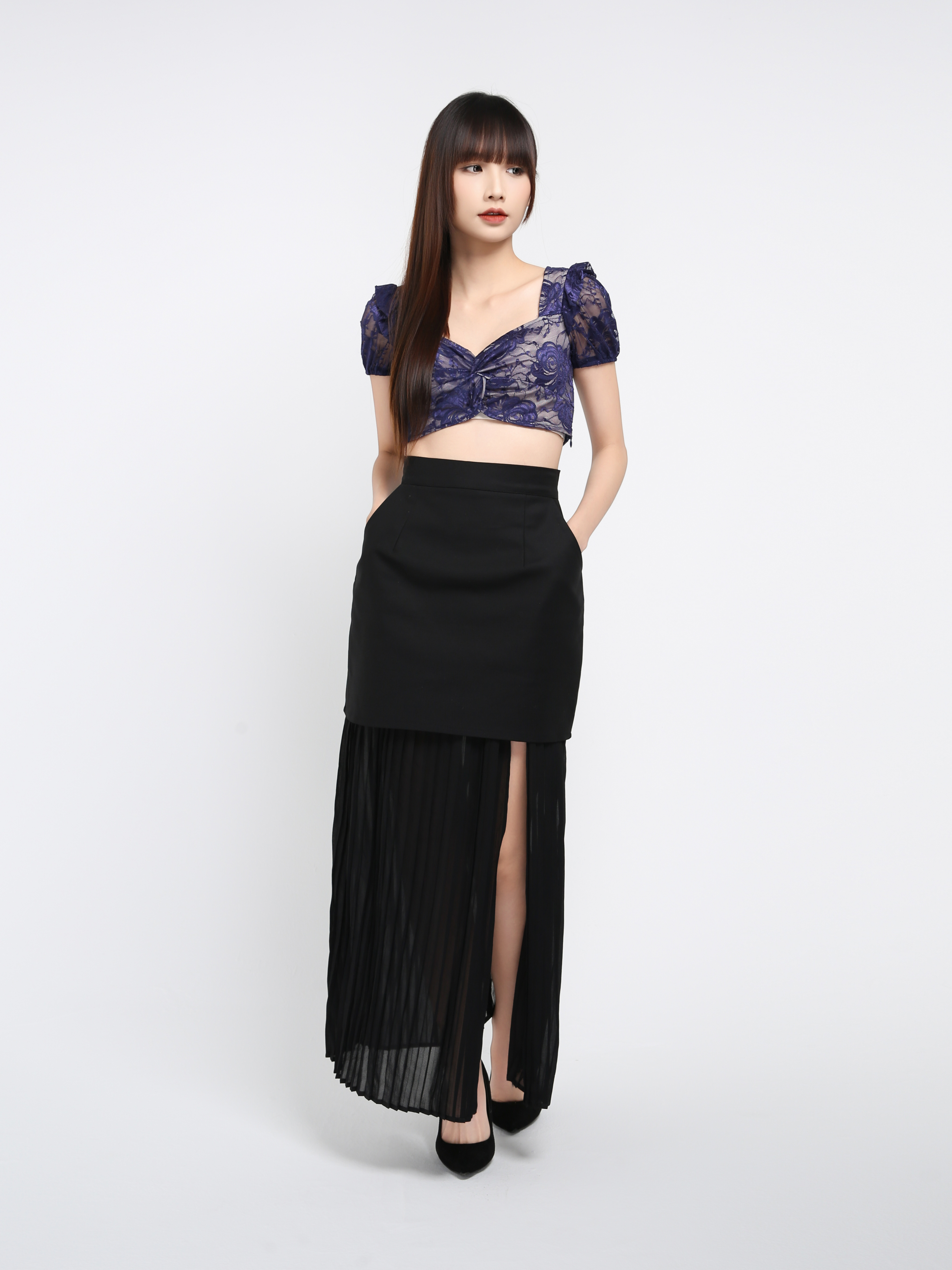 Fake Two Pieces Long Skirt 37660