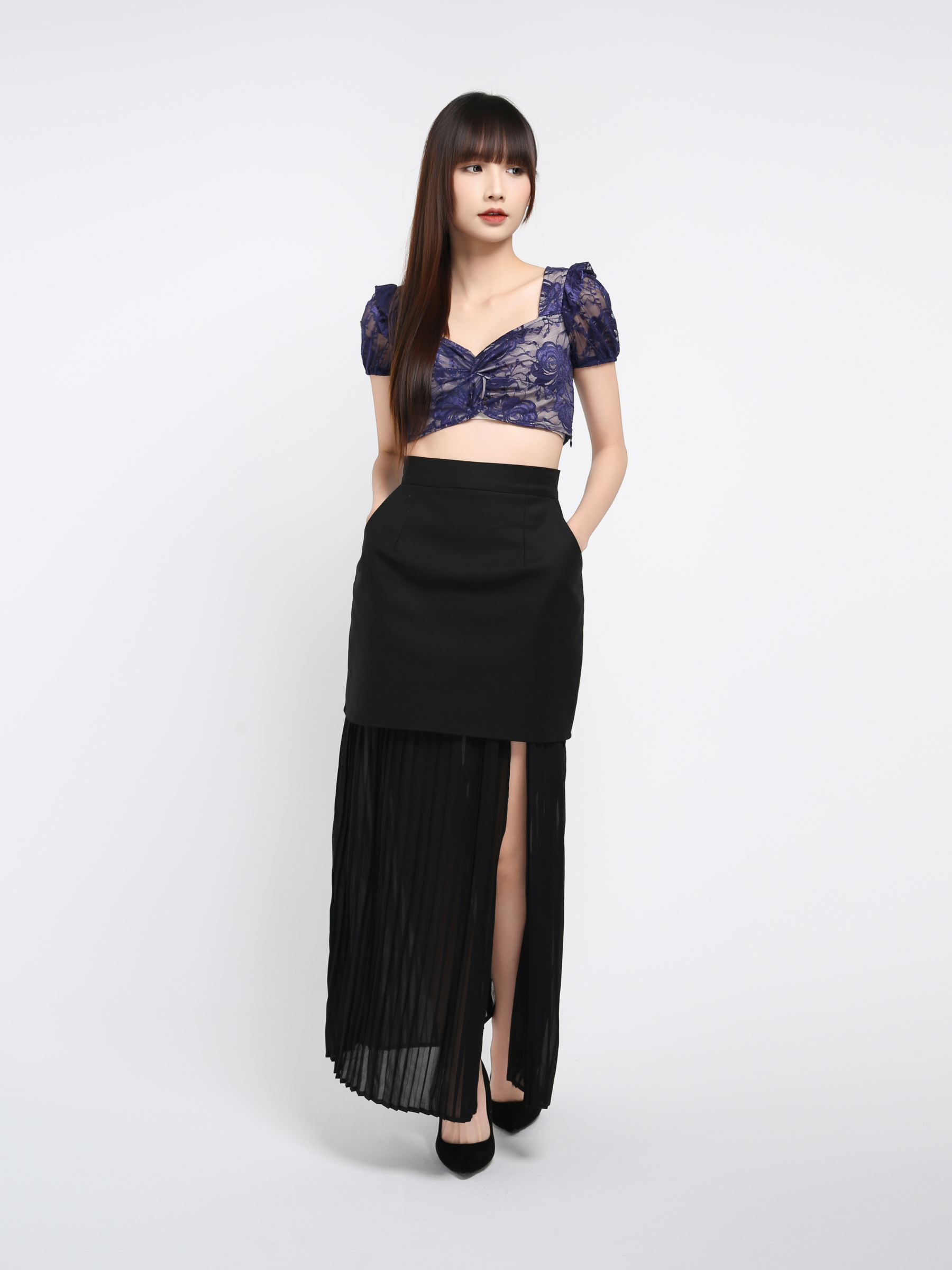 Fake Two Pieces Long Skirt 37660