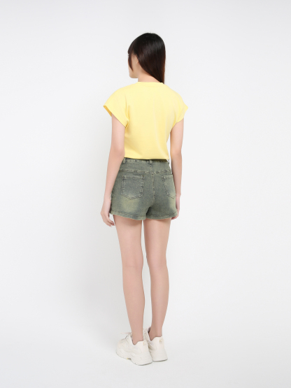 High Waist Denim Short Pants 39088