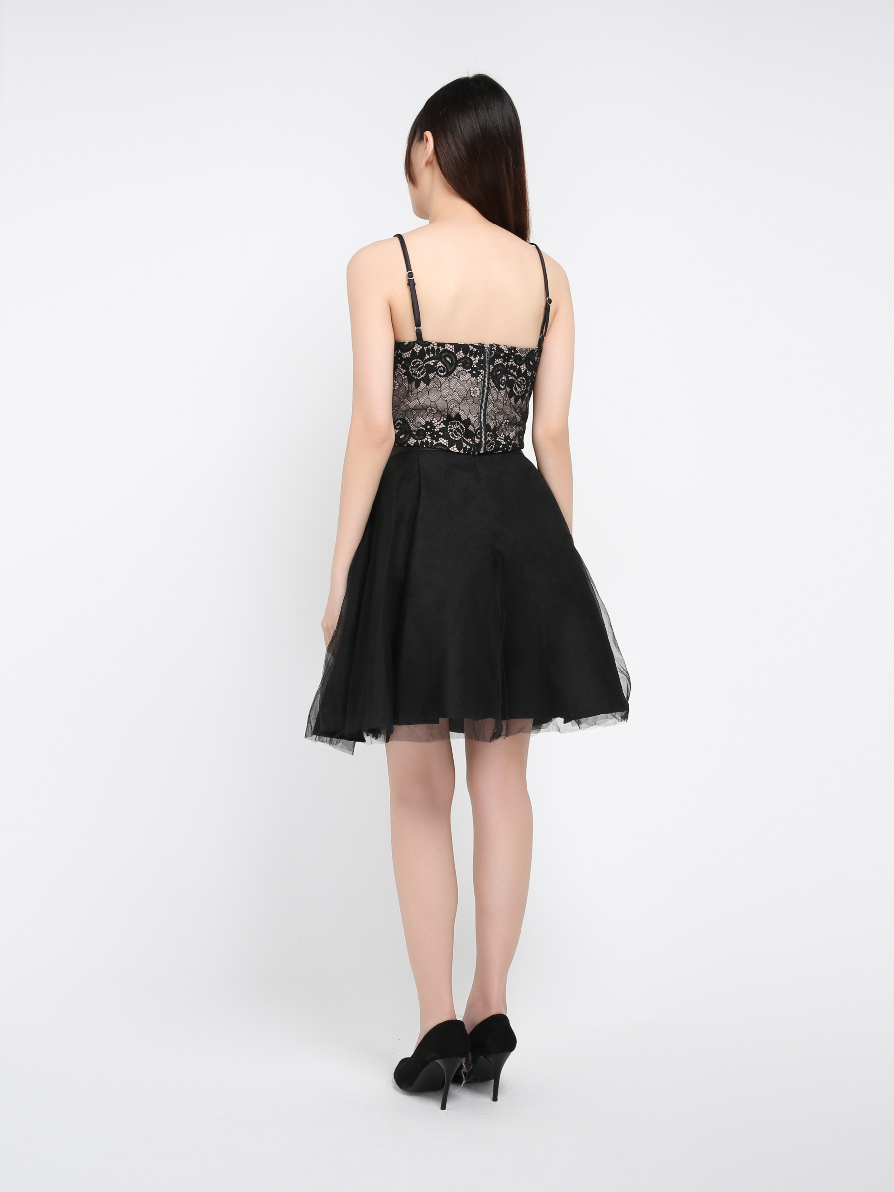 Sleeveless Top With Mesh Skirt Set 39246