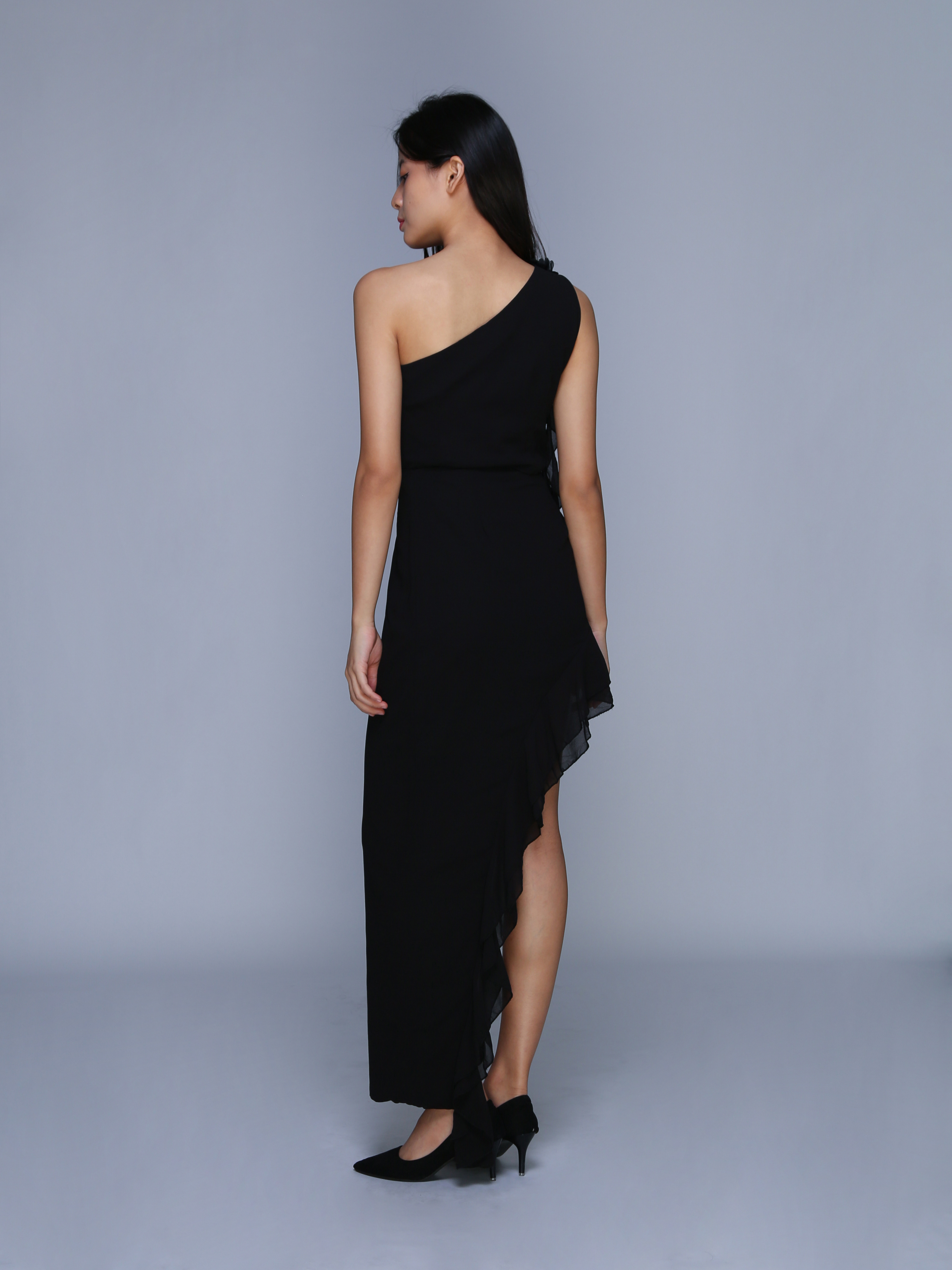 Chiffon One Shoulder Top With Skirt Set 39251