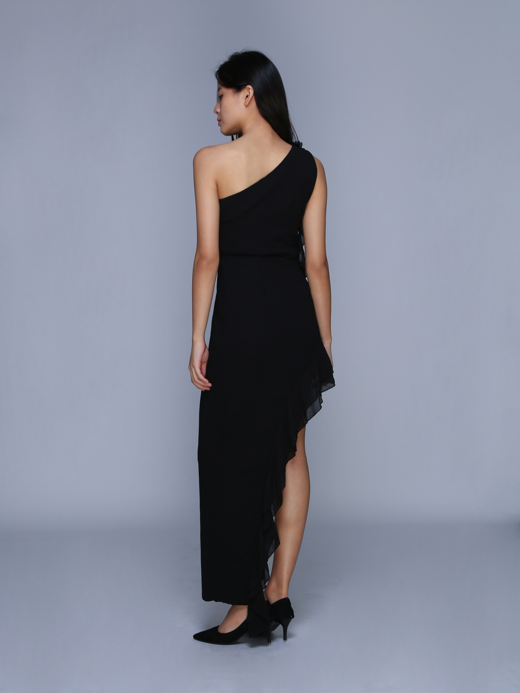 Chiffon One Shoulder Top With Skirt Set 39251