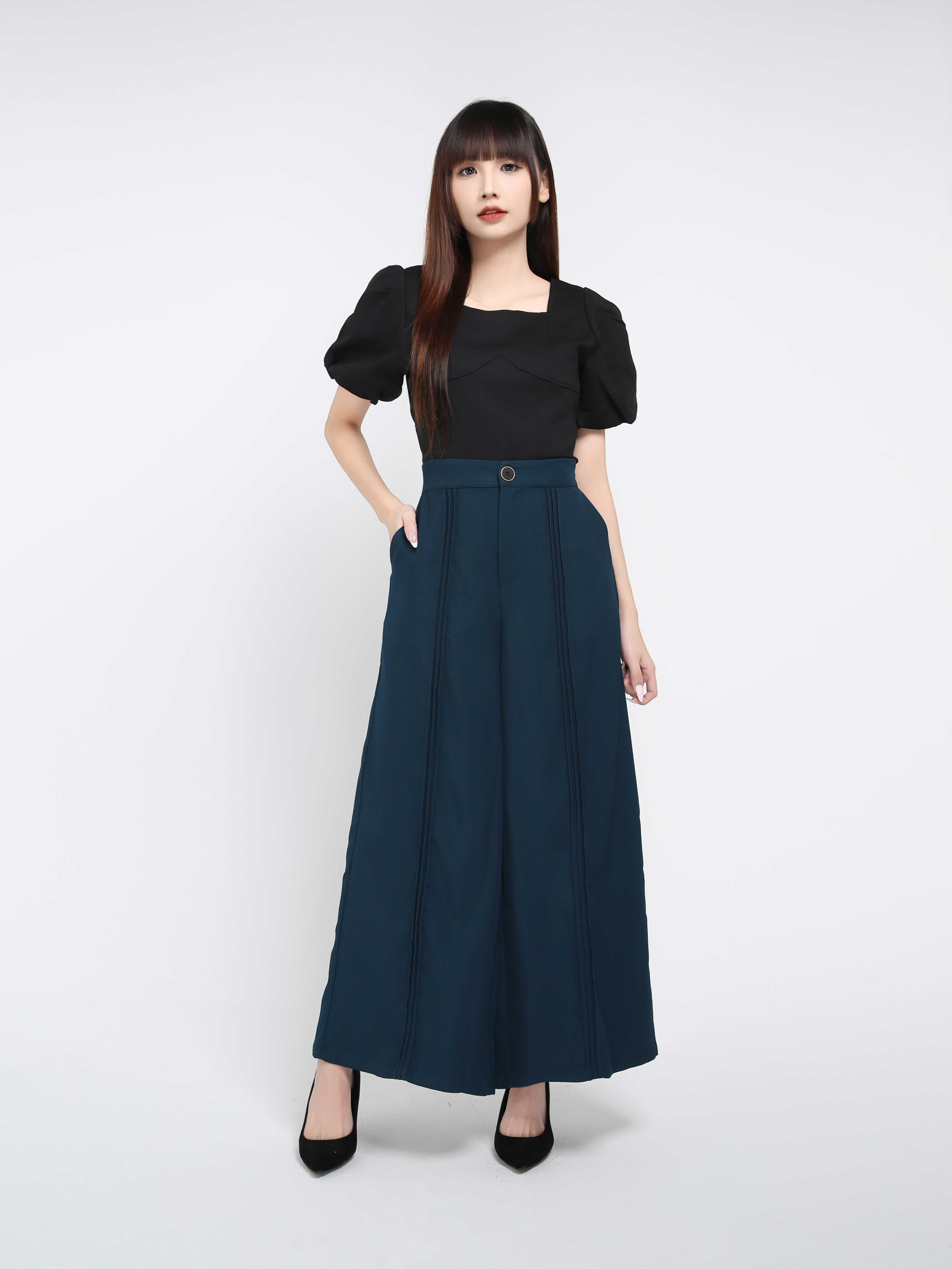 High Waist Side Pocket Long Pant 39257