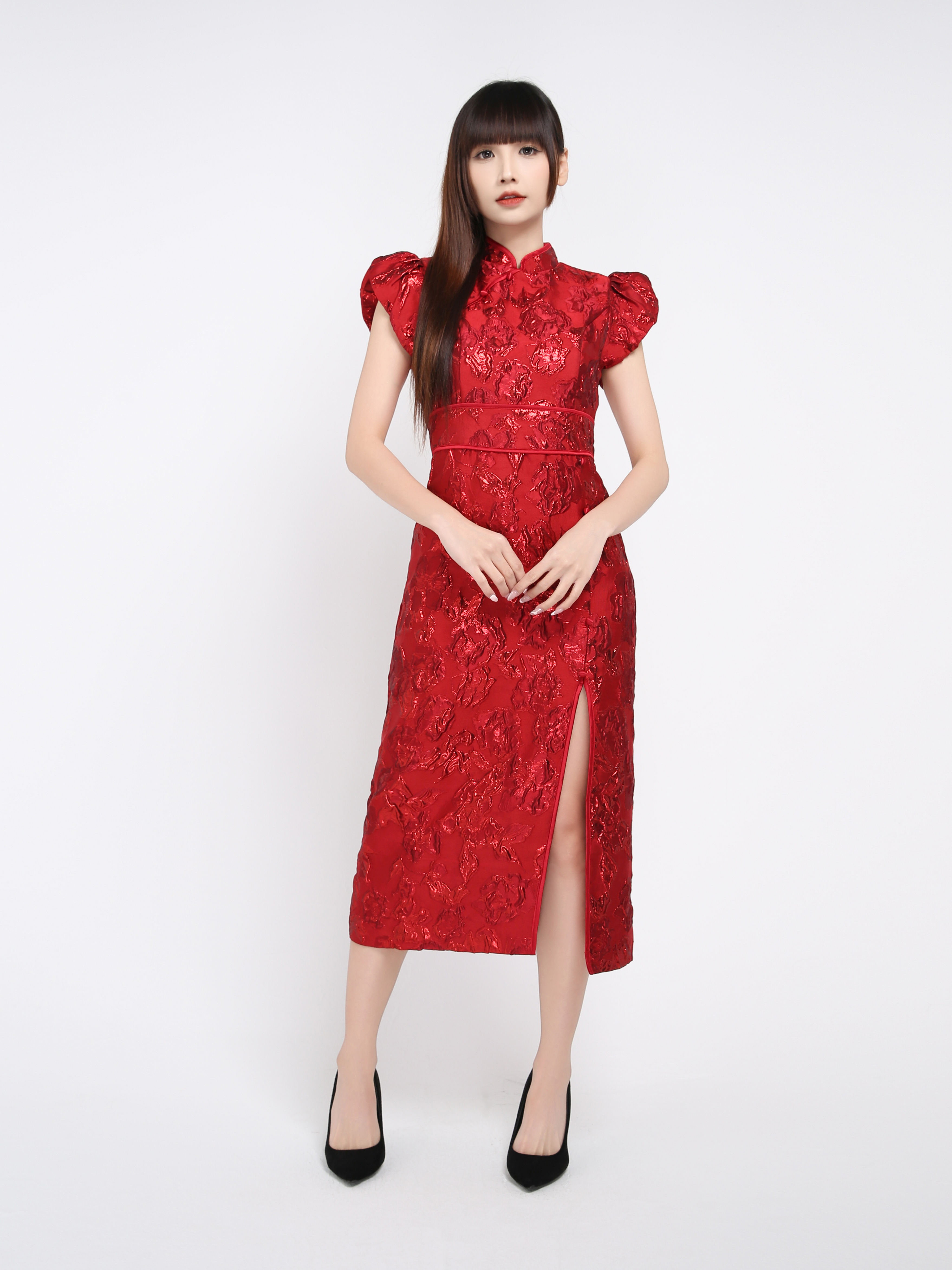 Puff Sleeve Back Zip Dress 39351