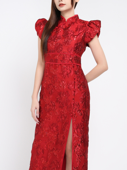 Puff Sleeve Back Zip Dress 39351