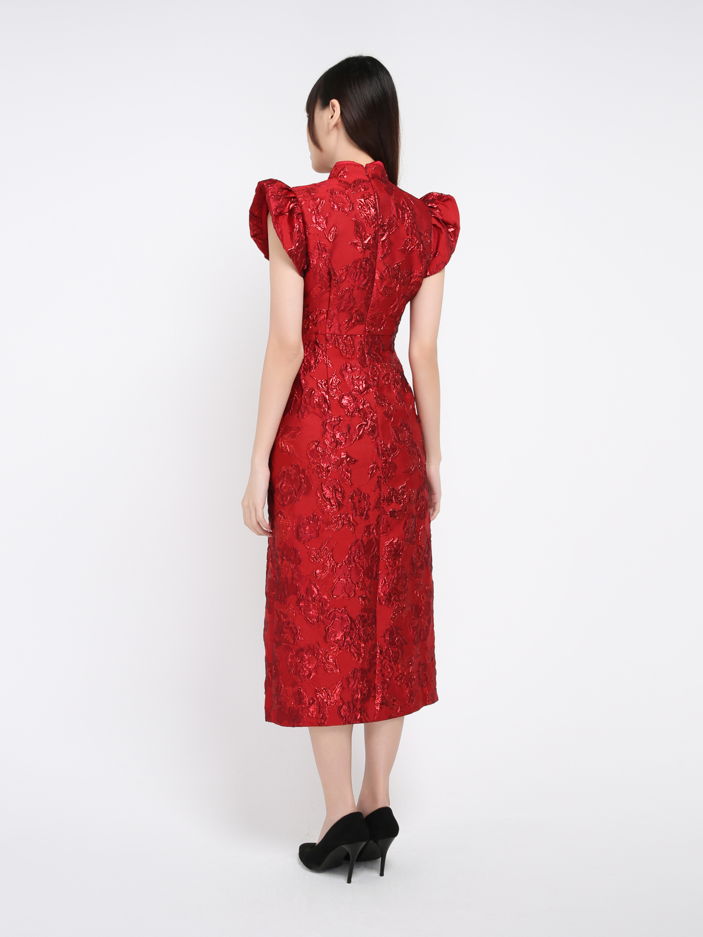 Puff Sleeve Back Zip Dress 39351