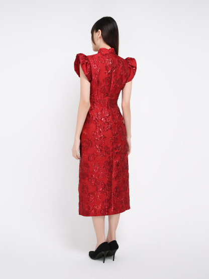 Puff Sleeve Back Zip Dress 39351