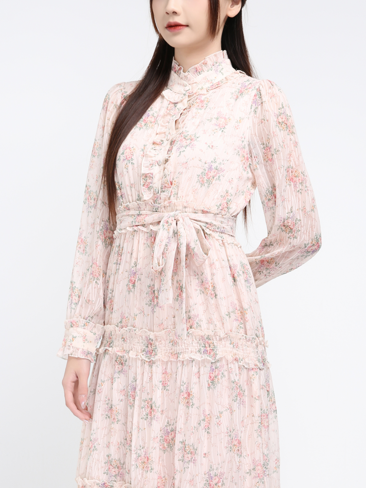 Long Sleeve Front Button Dress 39352