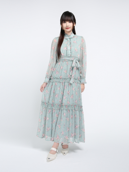 Long Sleeve Front Button Dress 39352