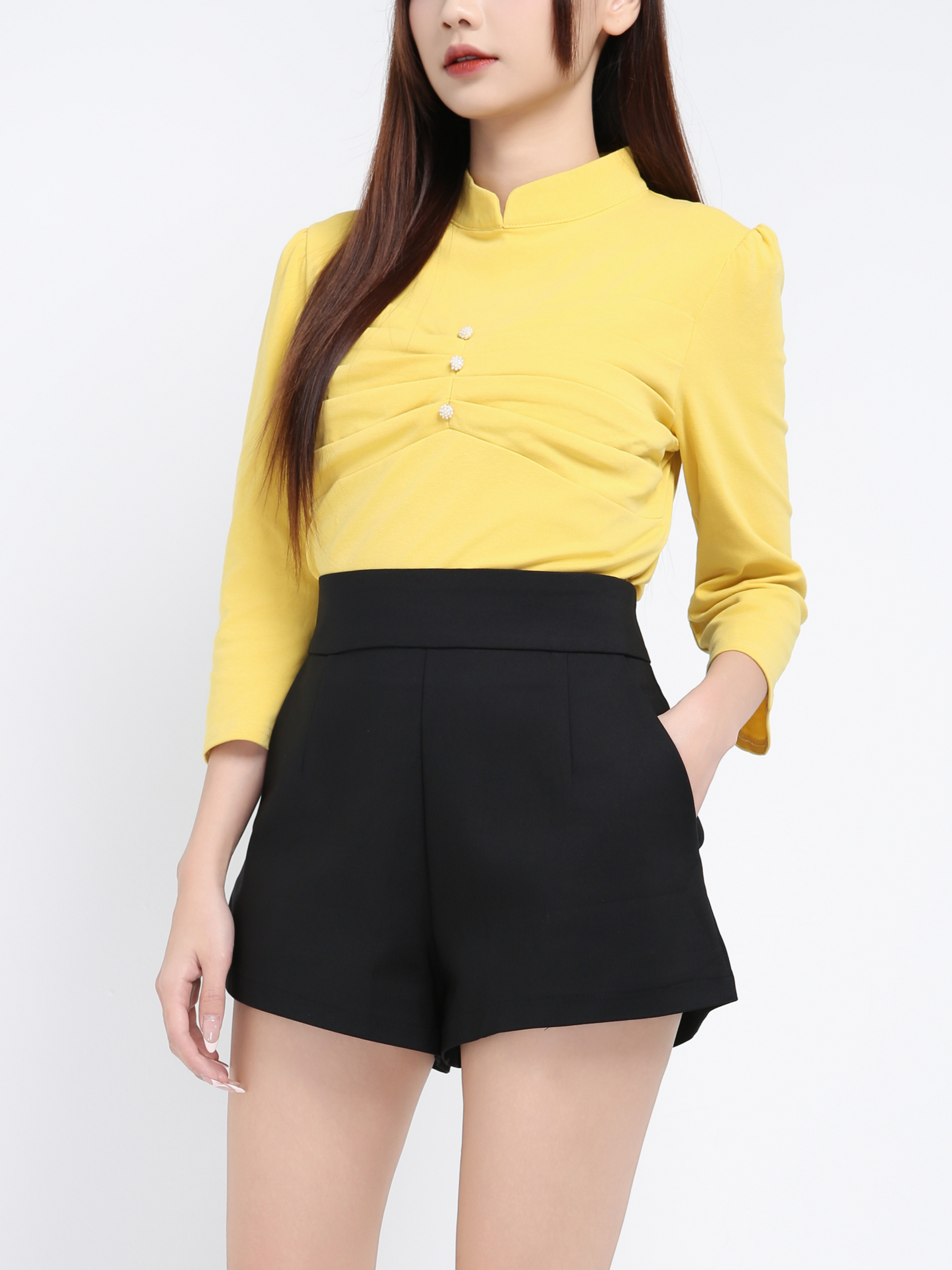 Long Sleeve Pleated Top 39364