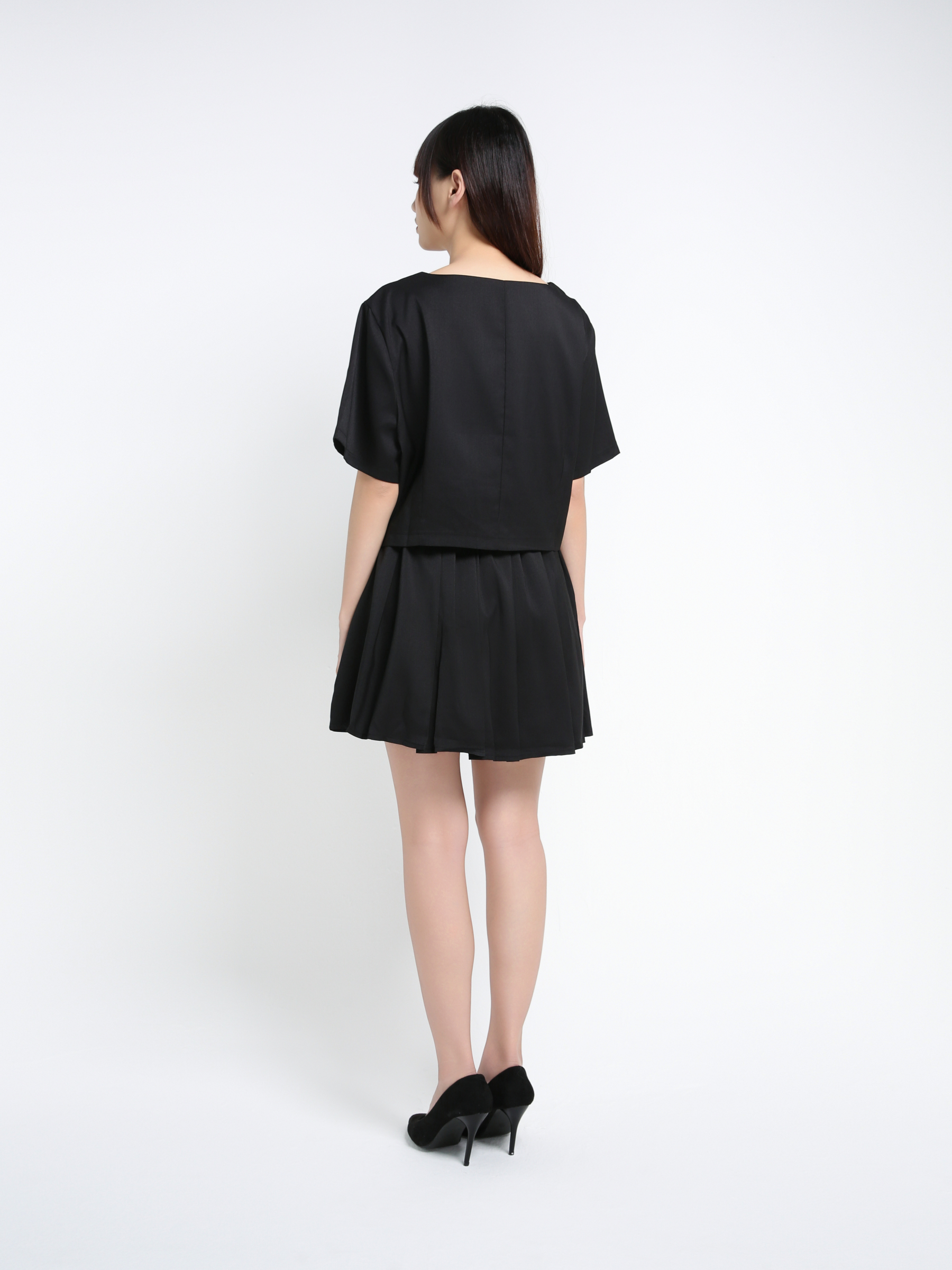 Short Sleeve Front Button Top With Skirt Pant Set 39377