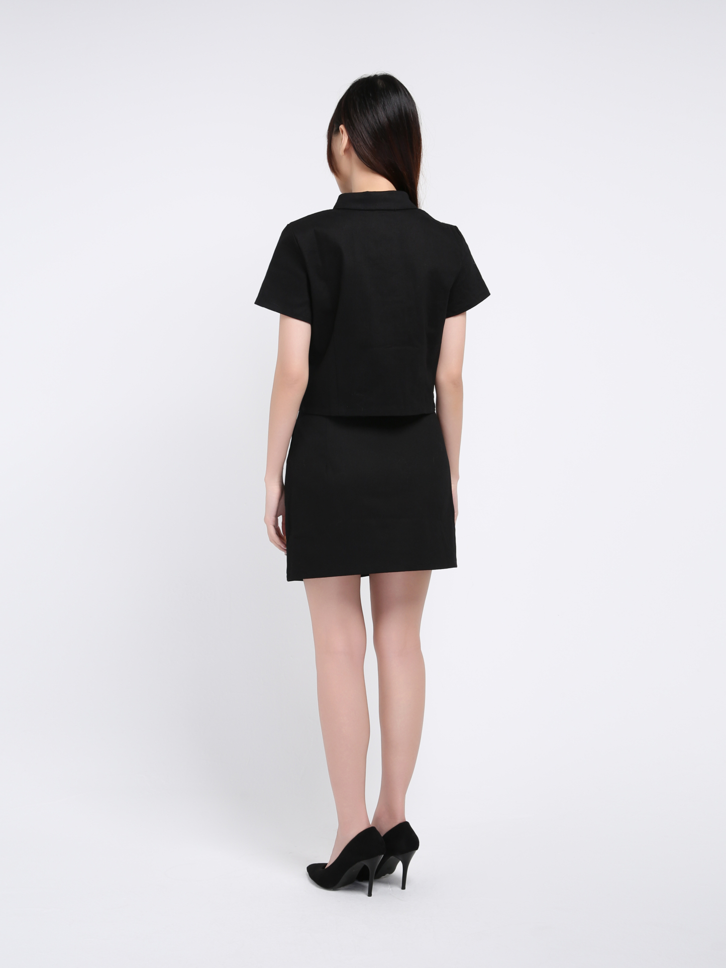 Short Sleeve Front Button Top With Skirt Pant Set 39393