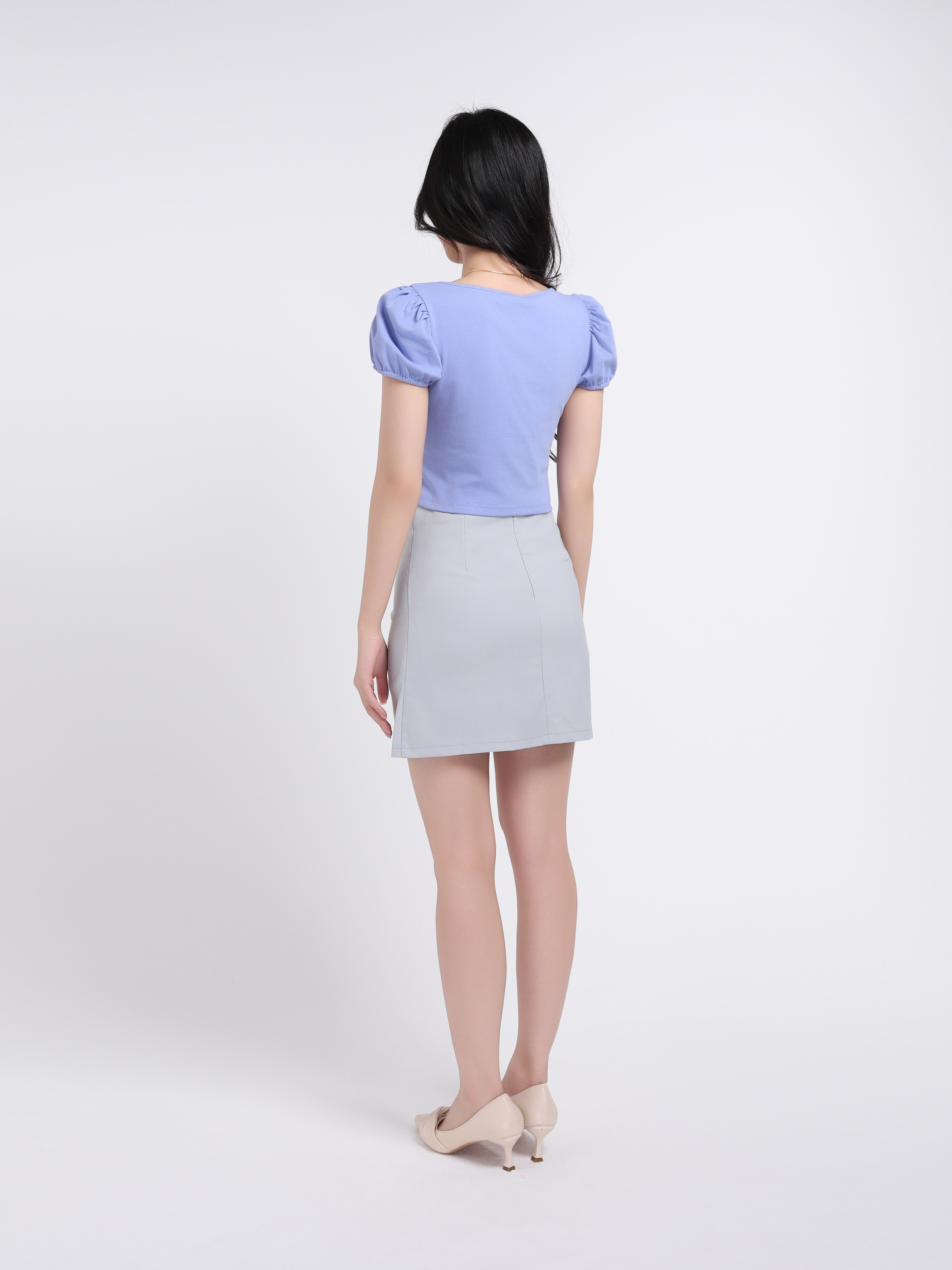 Front Pleated Plain Skirt 18038