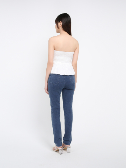 Denim High Waist Side Pocket Long Pant 39626