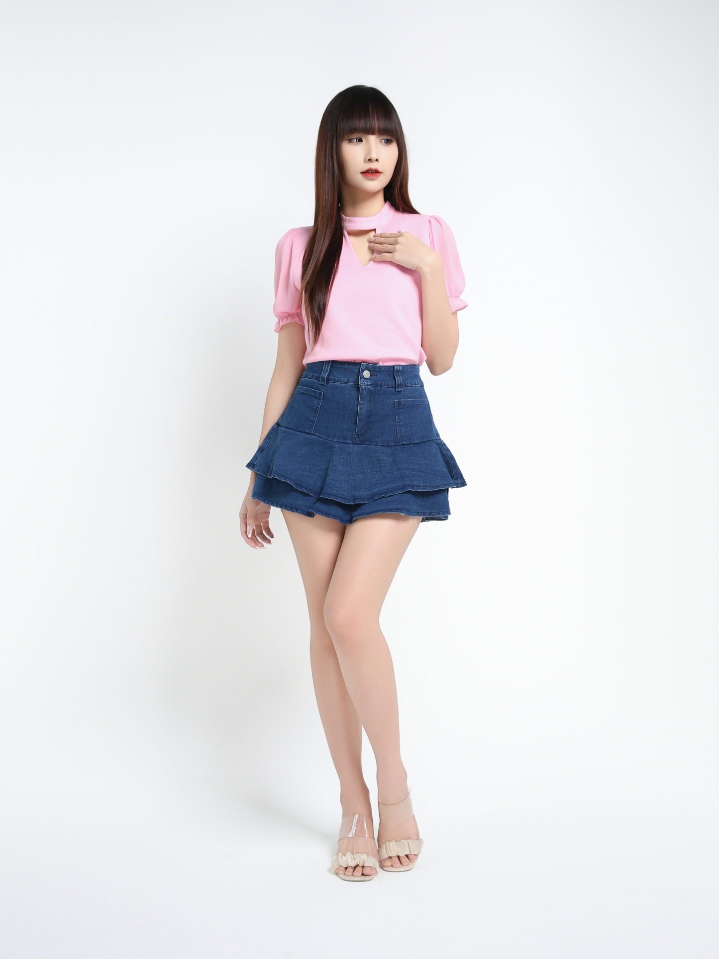 Denim Ruffles Skirt Pants 39605