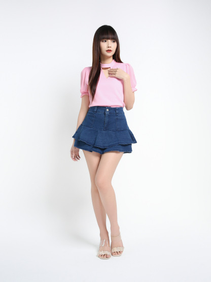 Denim Ruffles Skirt Pants 39605