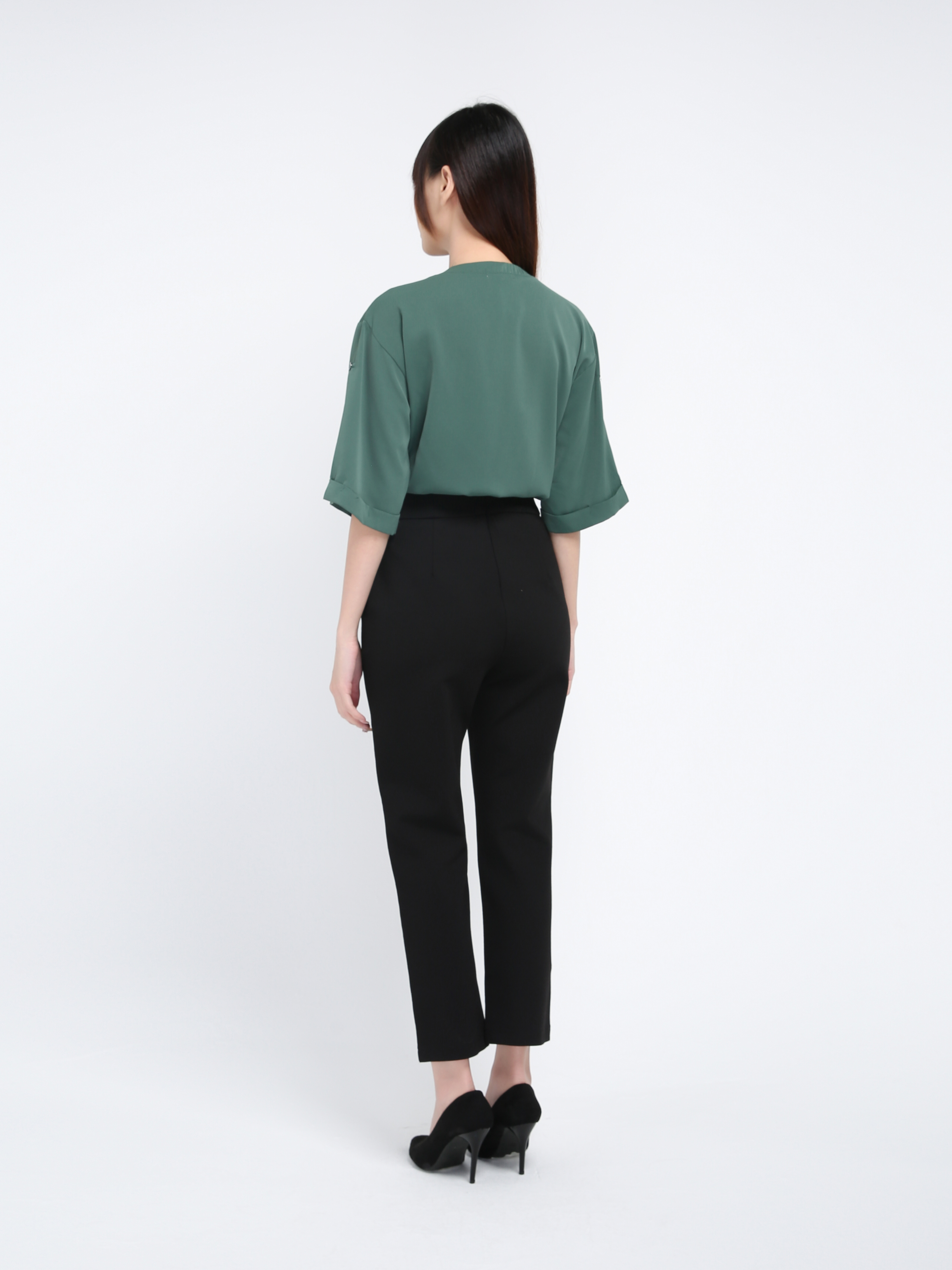 High Waist Side Pocket Long Pant 39358