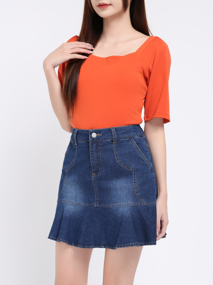Denim Side Pocket Skirt Pant 39354