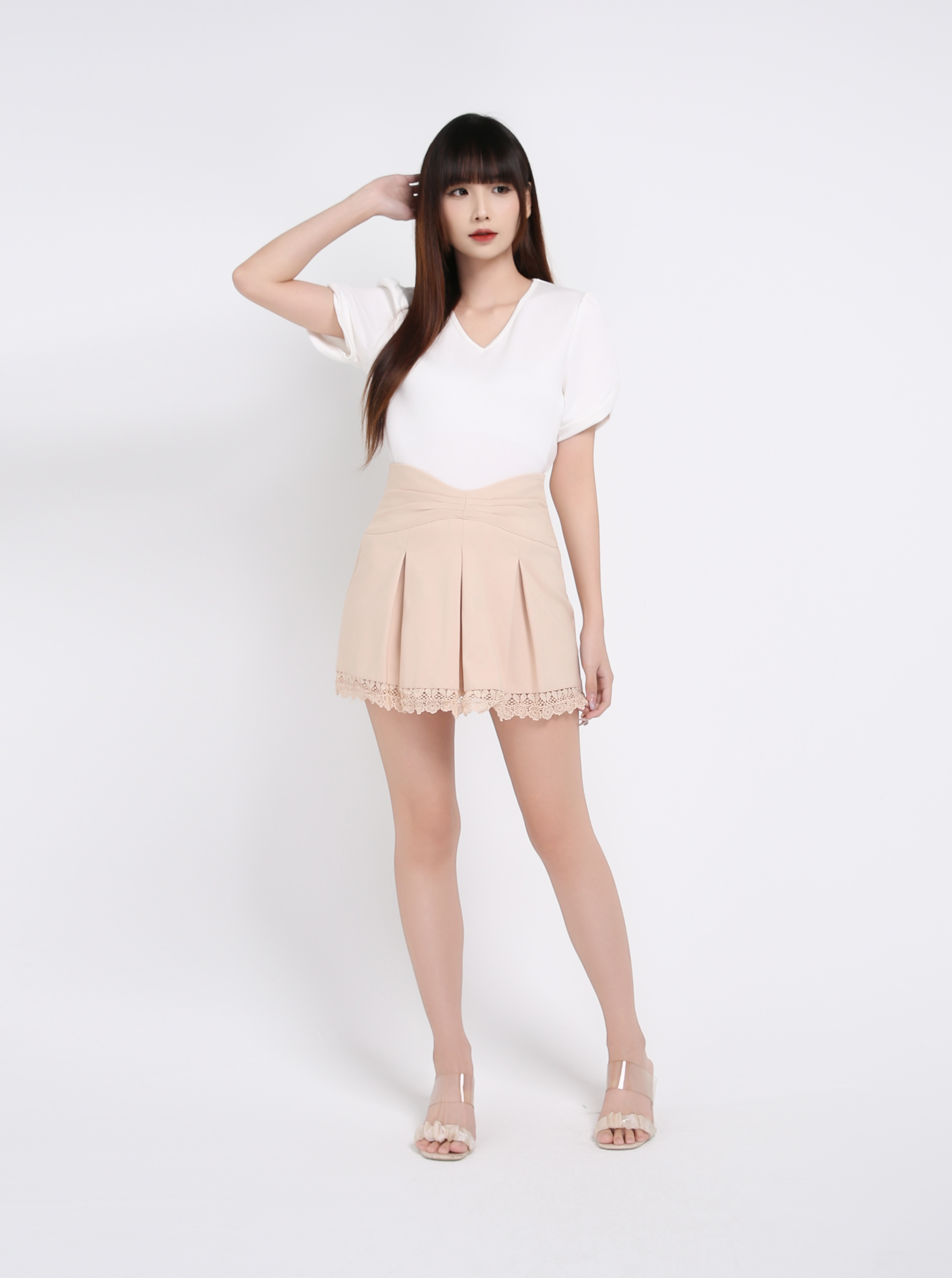 Back Zip Pleated Skirt Pant 39515