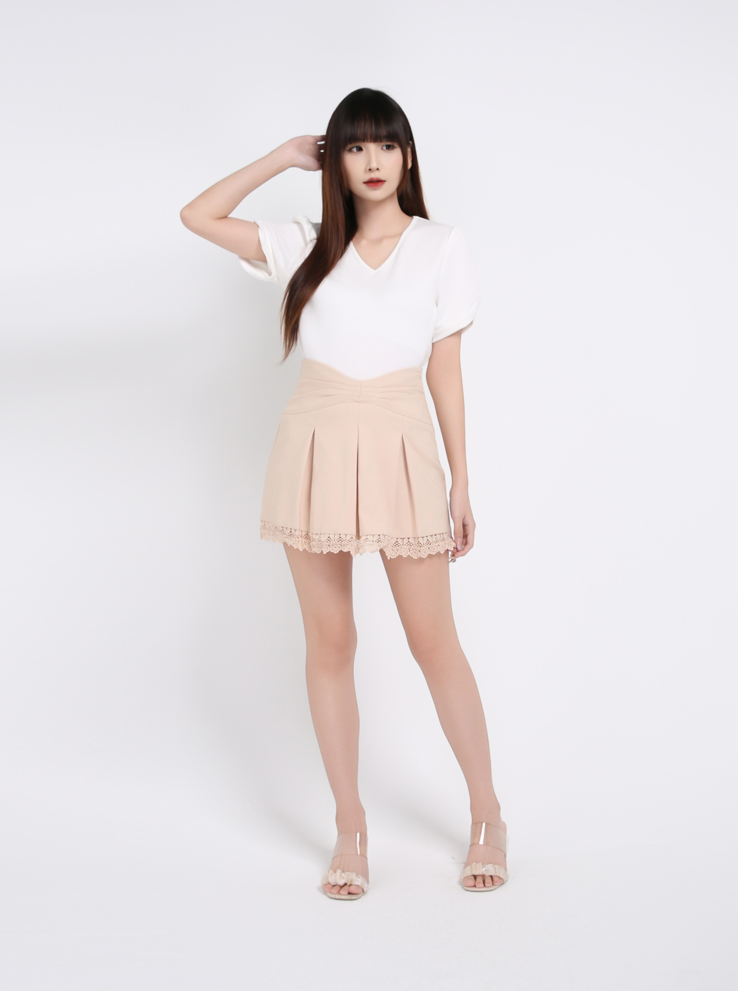 Back Zip Pleated Skirt Pant 39515