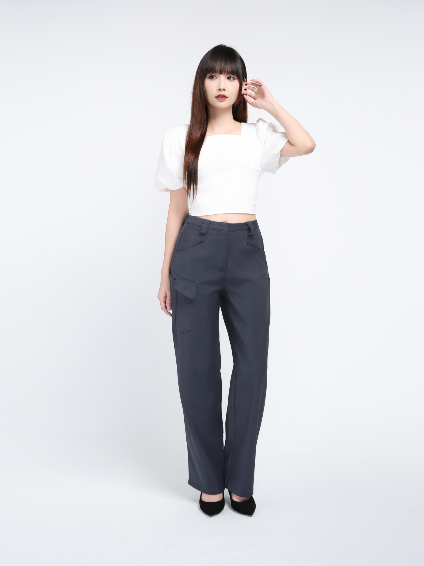 Side Pocket With Belt Long Pants 39767