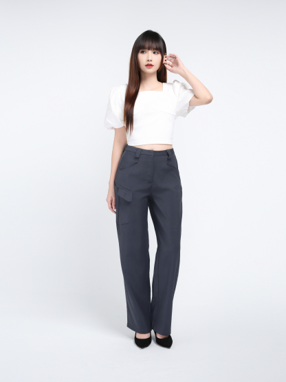 Side Pocket With Belt Long Pants 39767