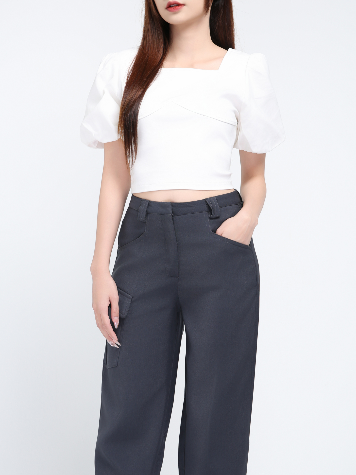 Side Pocket With Belt Long Pants 39767