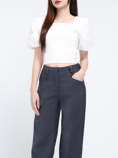 Side Pocket With Belt Long Pants 39767
