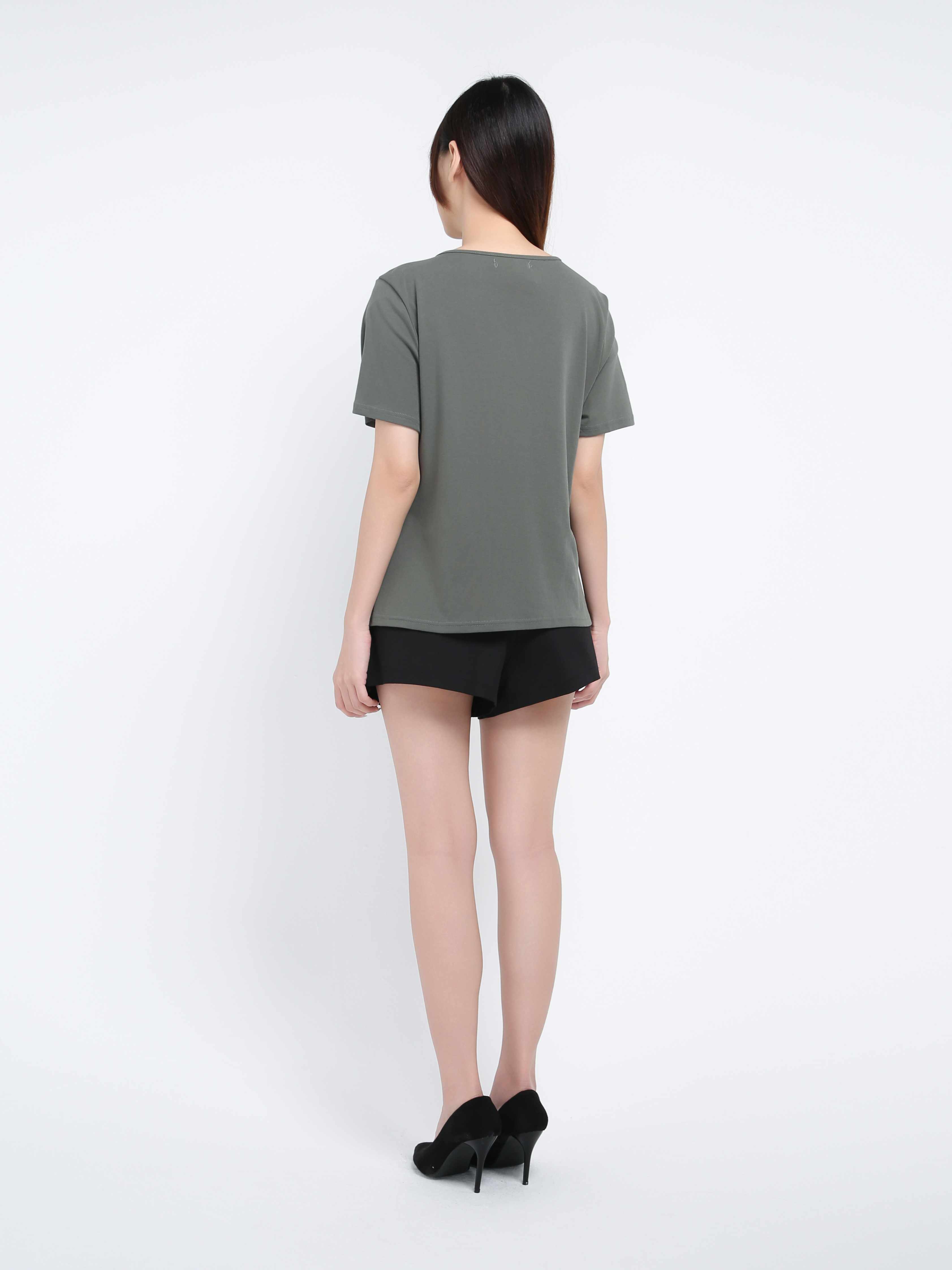 Short Sleeve V Neck Top 39541