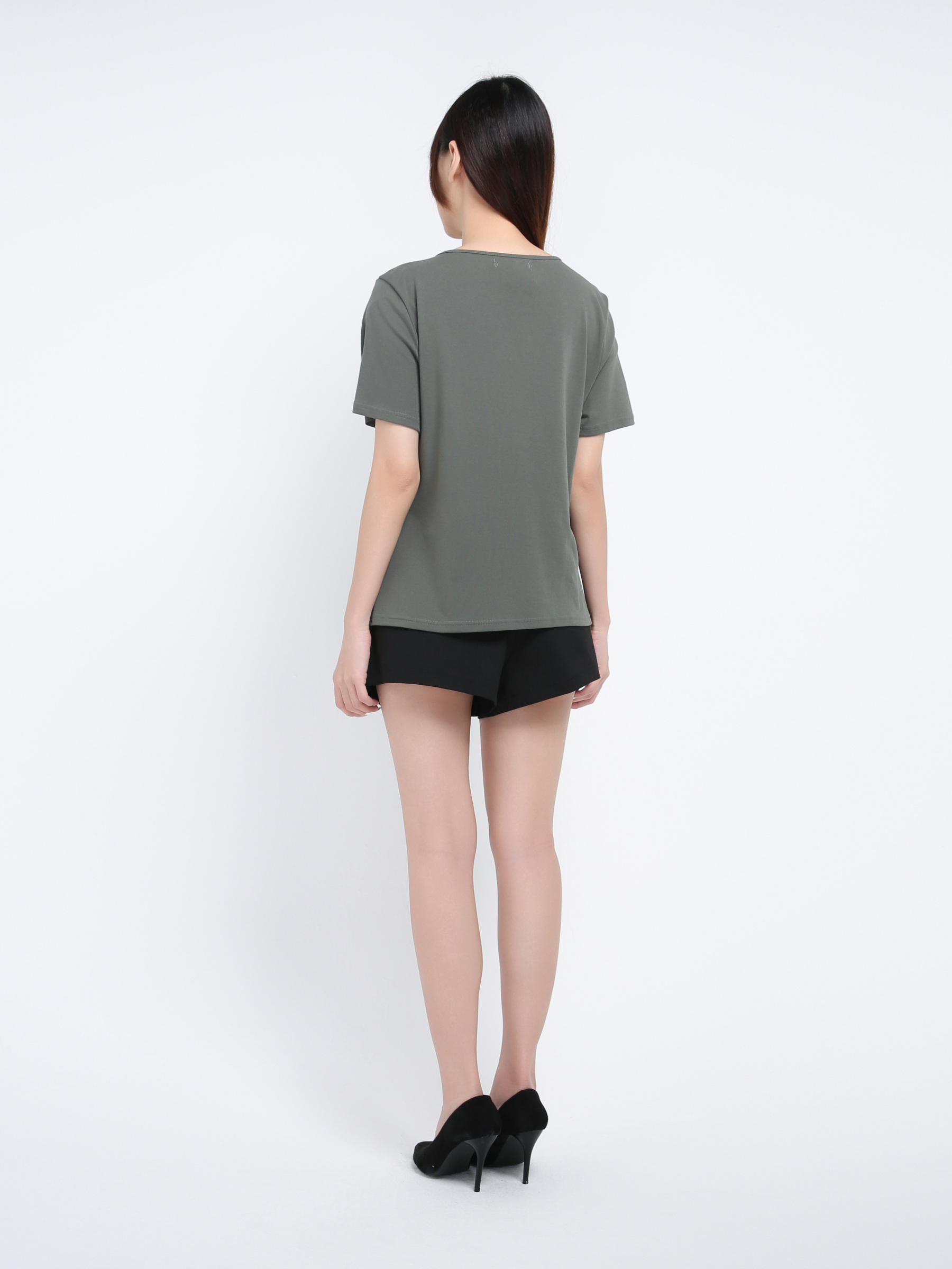 Short Sleeve V Neck Top 39541